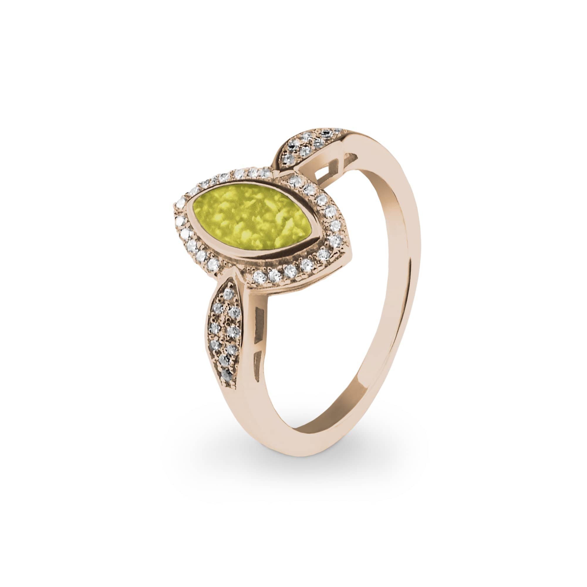 EverWith Ladies Marquise Memorial Ashes Ring with Fine Crystals 9k Rose Gold Yellow