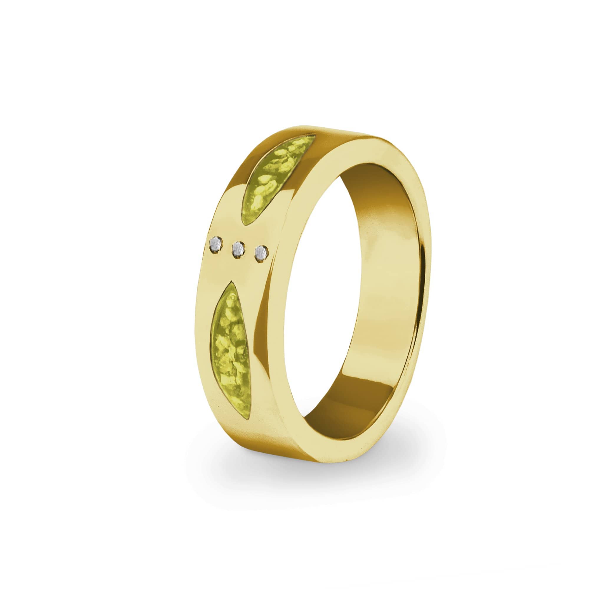 EverWith Unisex Three Together Memorial Ashes Ring with Fine Crystals 9k Yellow Gold Yellow