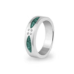 EverWith Unisex Four Together Memorial Ashes Ring with Fine Crystals Aqua