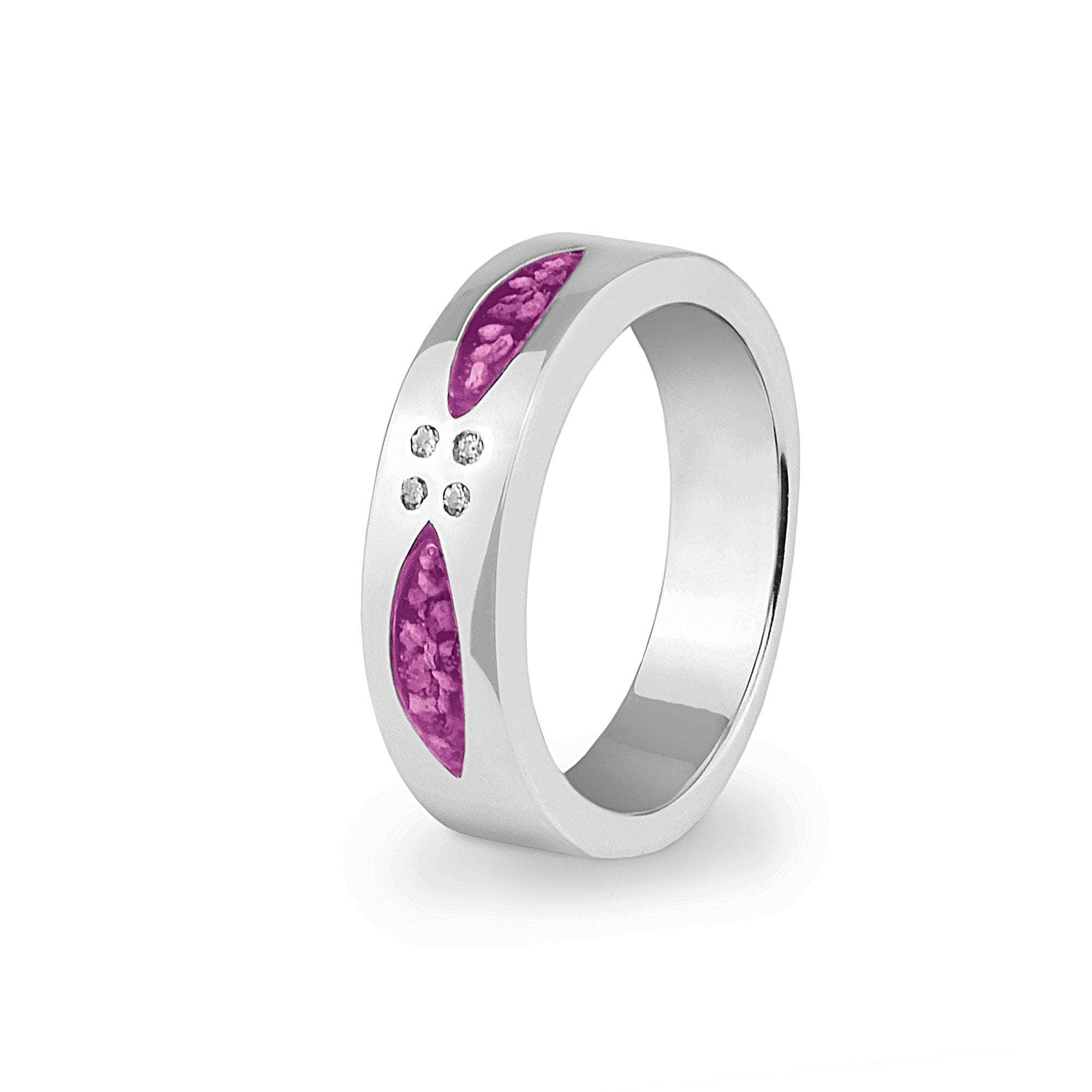 EverWith Unisex Four Together Memorial Ashes Ring with Fine Crystals Pink