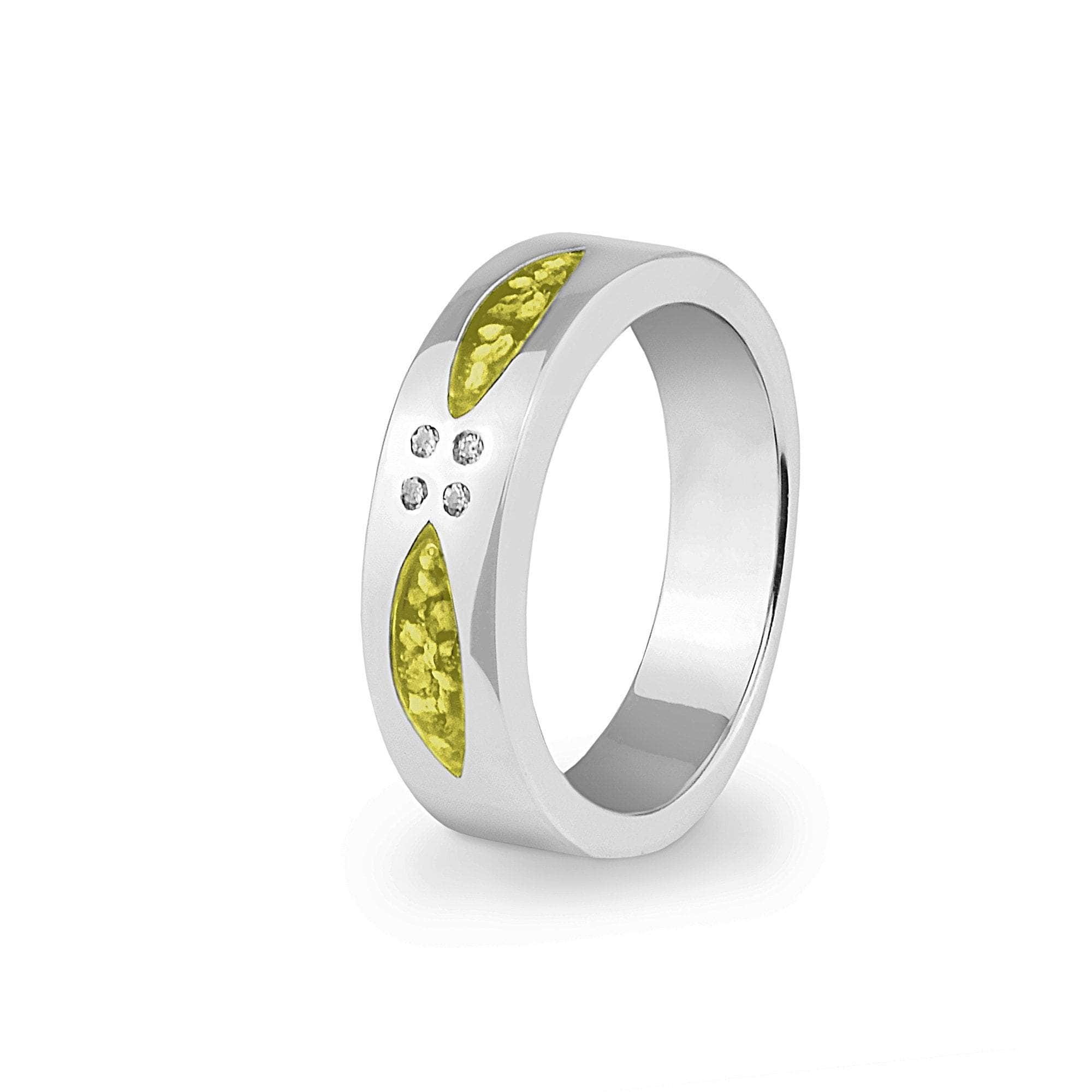 EverWith Unisex Four Together Memorial Ashes Ring with Fine Crystals Yellow