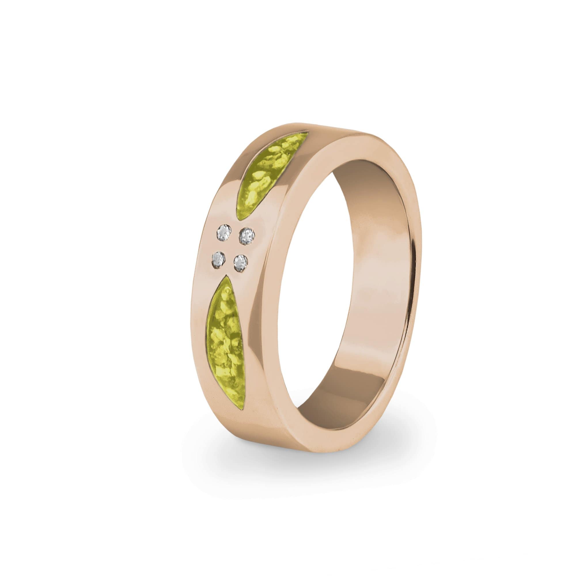 EverWith Unisex Four Together Memorial Ashes Ring with Fine Crystals 9k Rose Gold Yellow