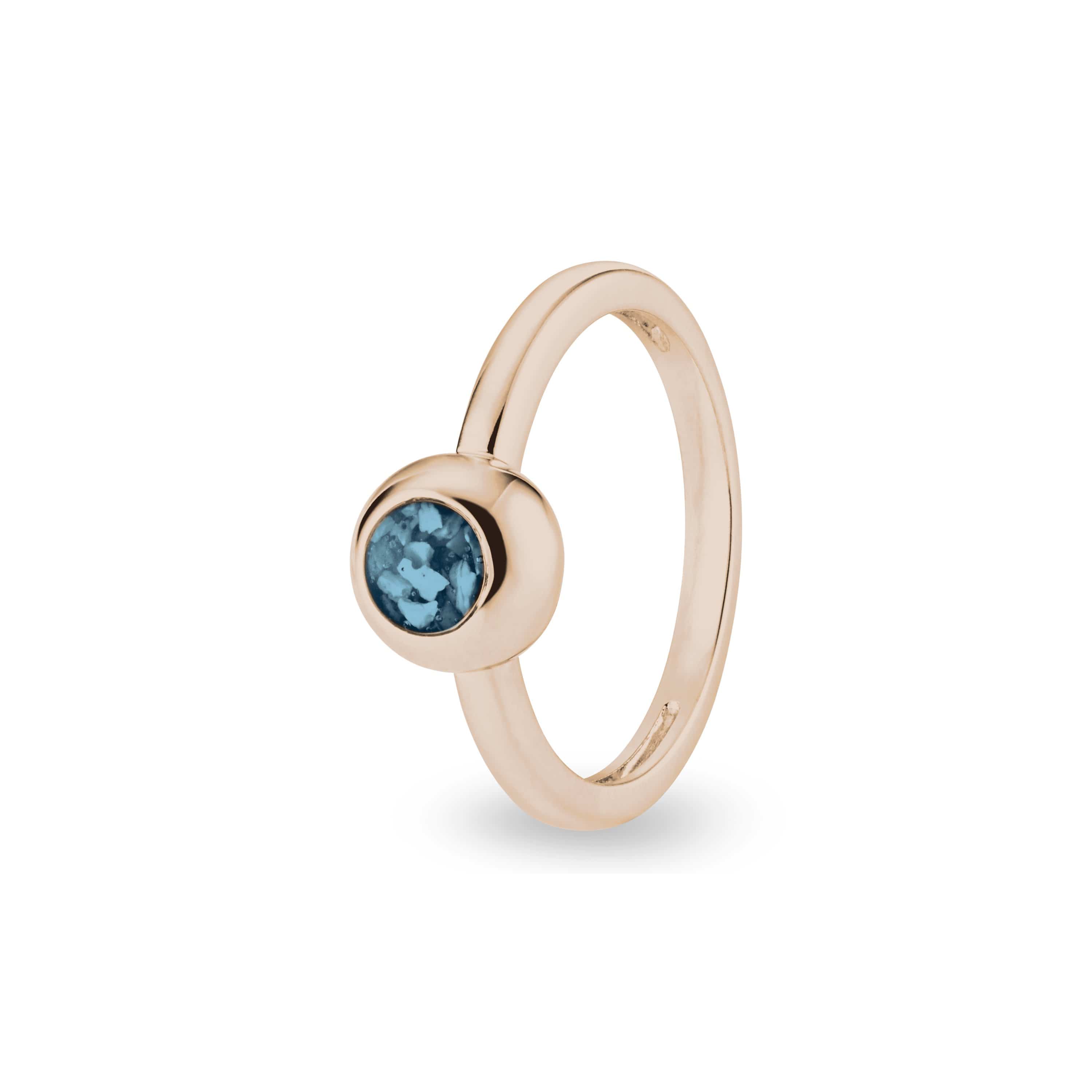 EverWith Ladies Rondure Memorial Ashes Ring 9k Rose Gold Blue