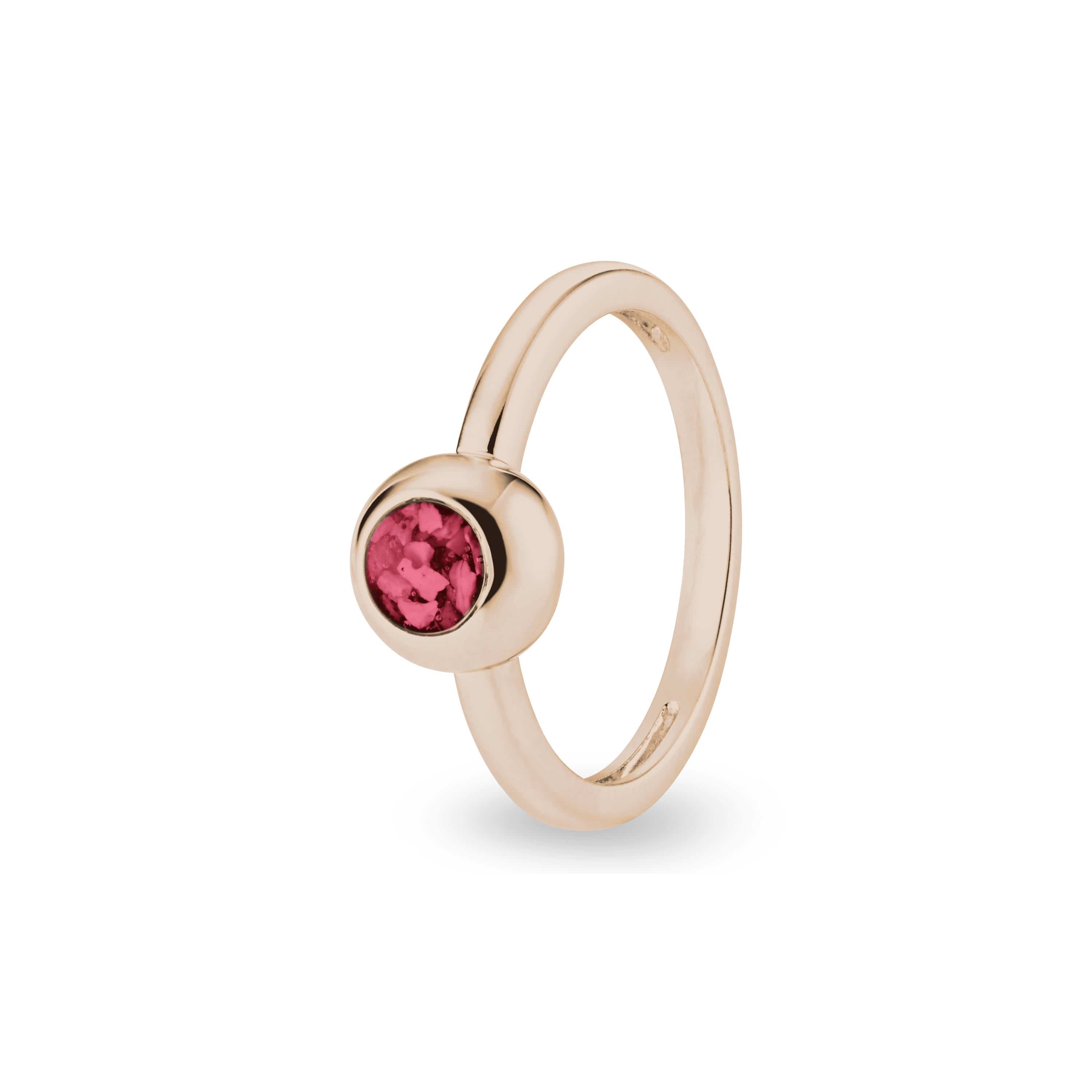 EverWith Ladies Rondure Memorial Ashes Ring 9k Rose Gold Red