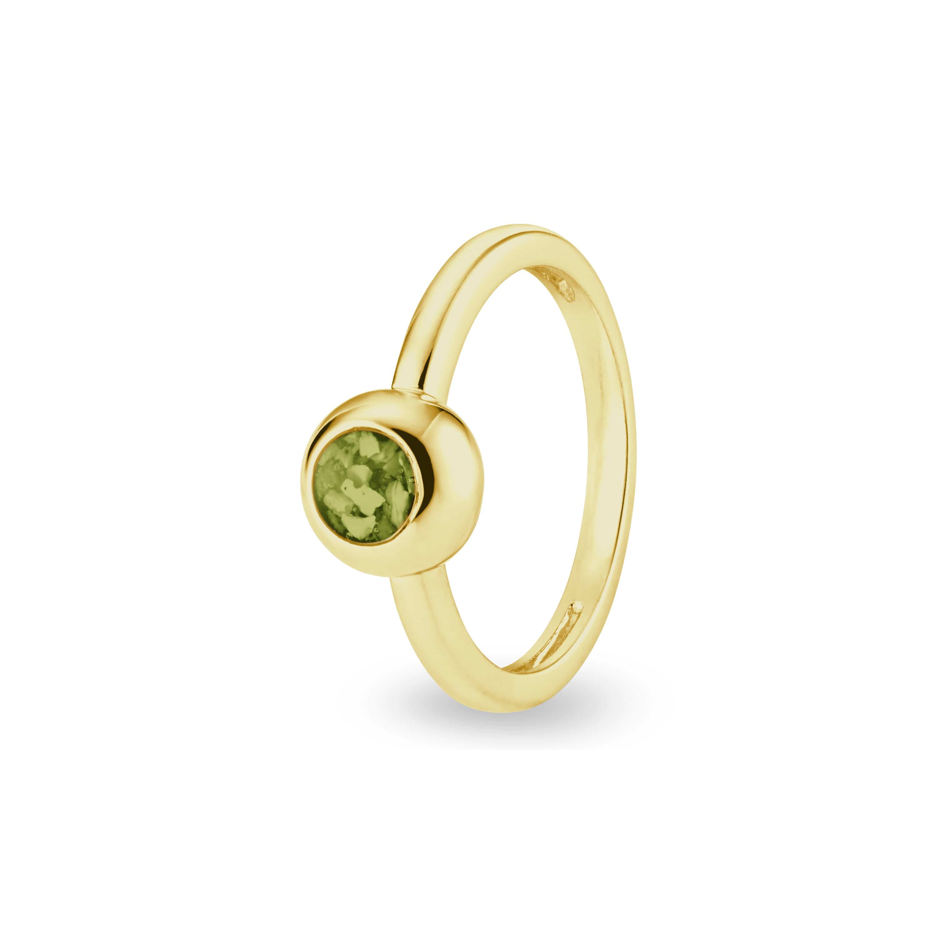 EverWith Ladies Rondure Memorial Ashes Ring 9k Yellow Gold Green