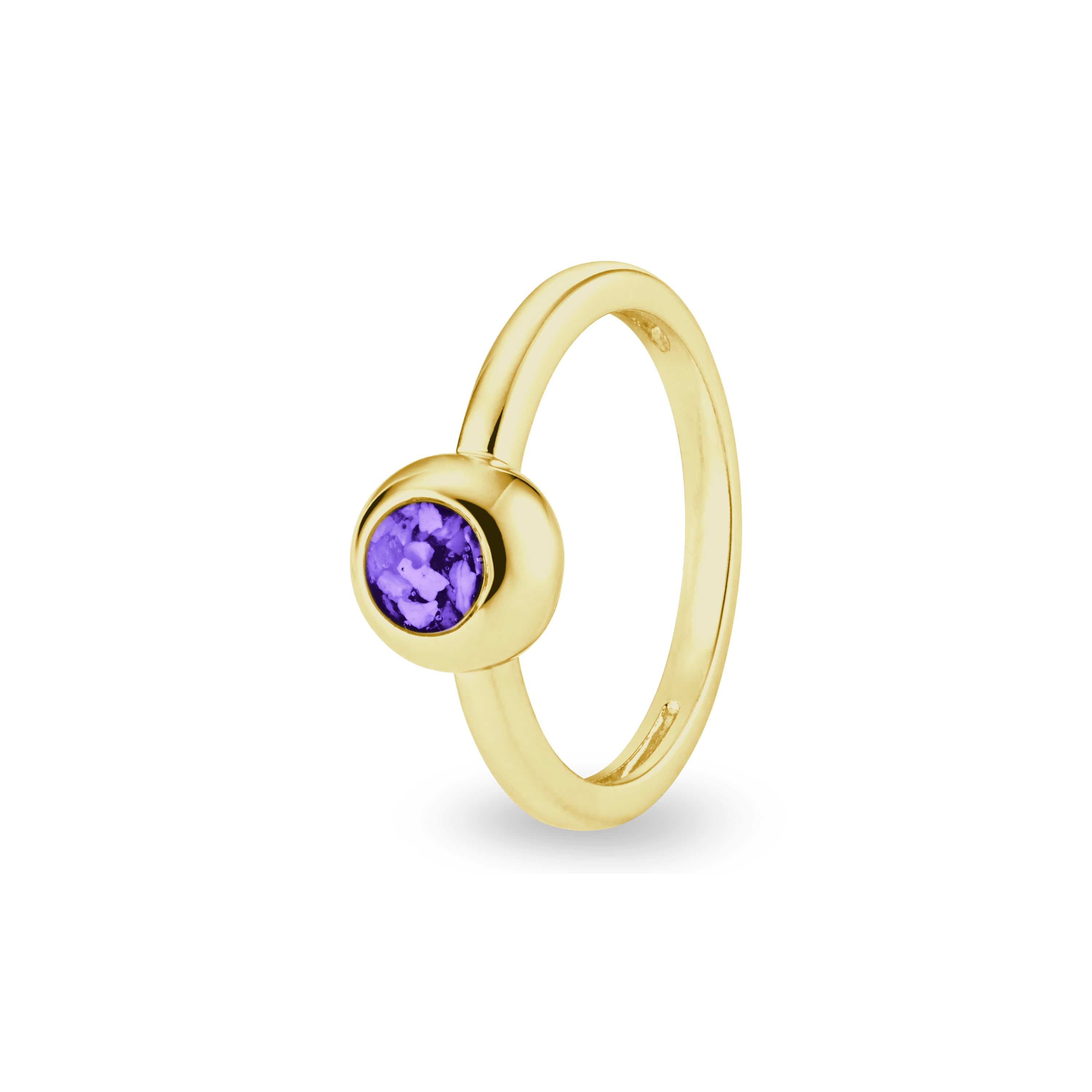 EverWith Ladies Rondure Memorial Ashes Ring 9k Yellow Gold Purple
