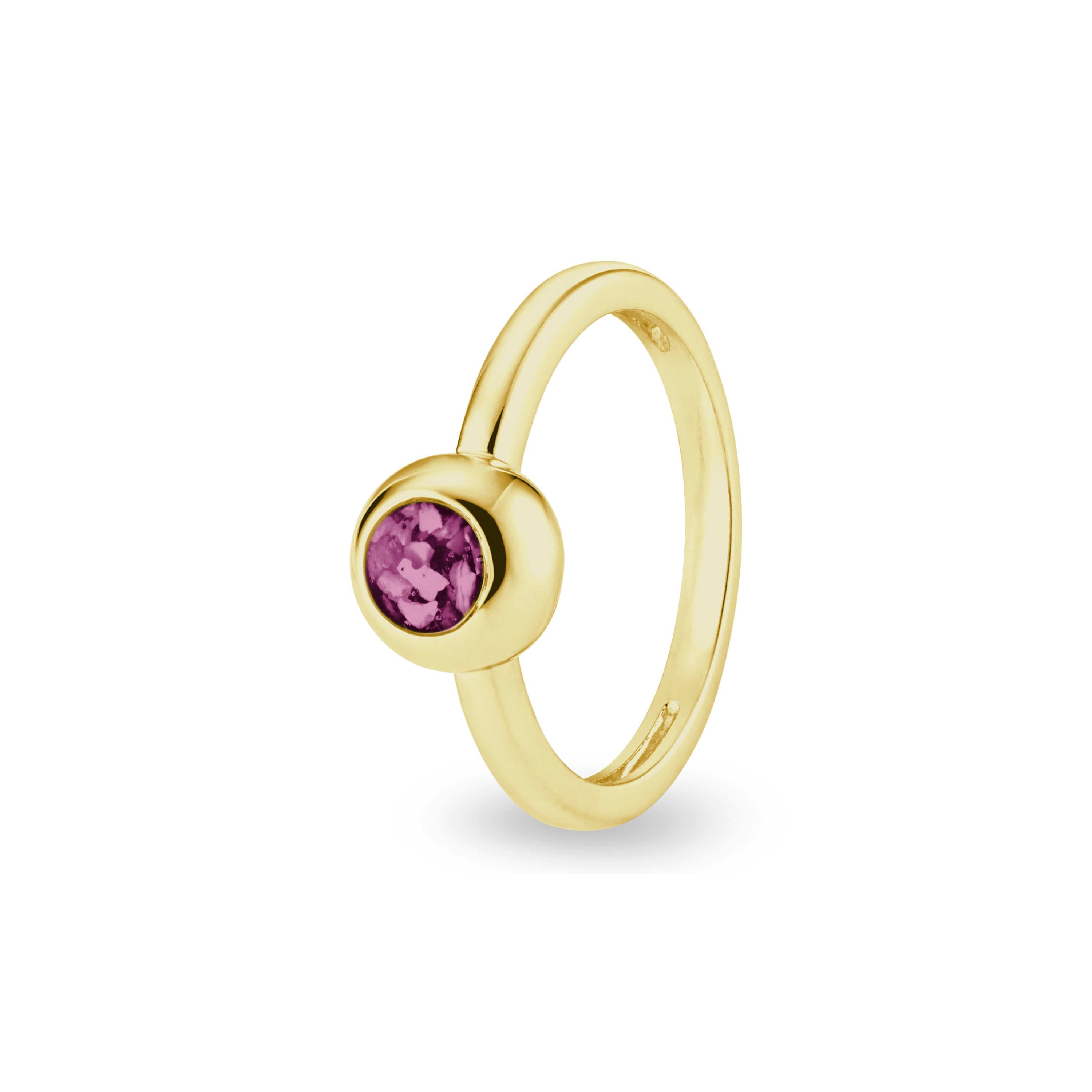 EverWith Ladies Rondure Memorial Ashes Ring 9k Yellow Gold Violet