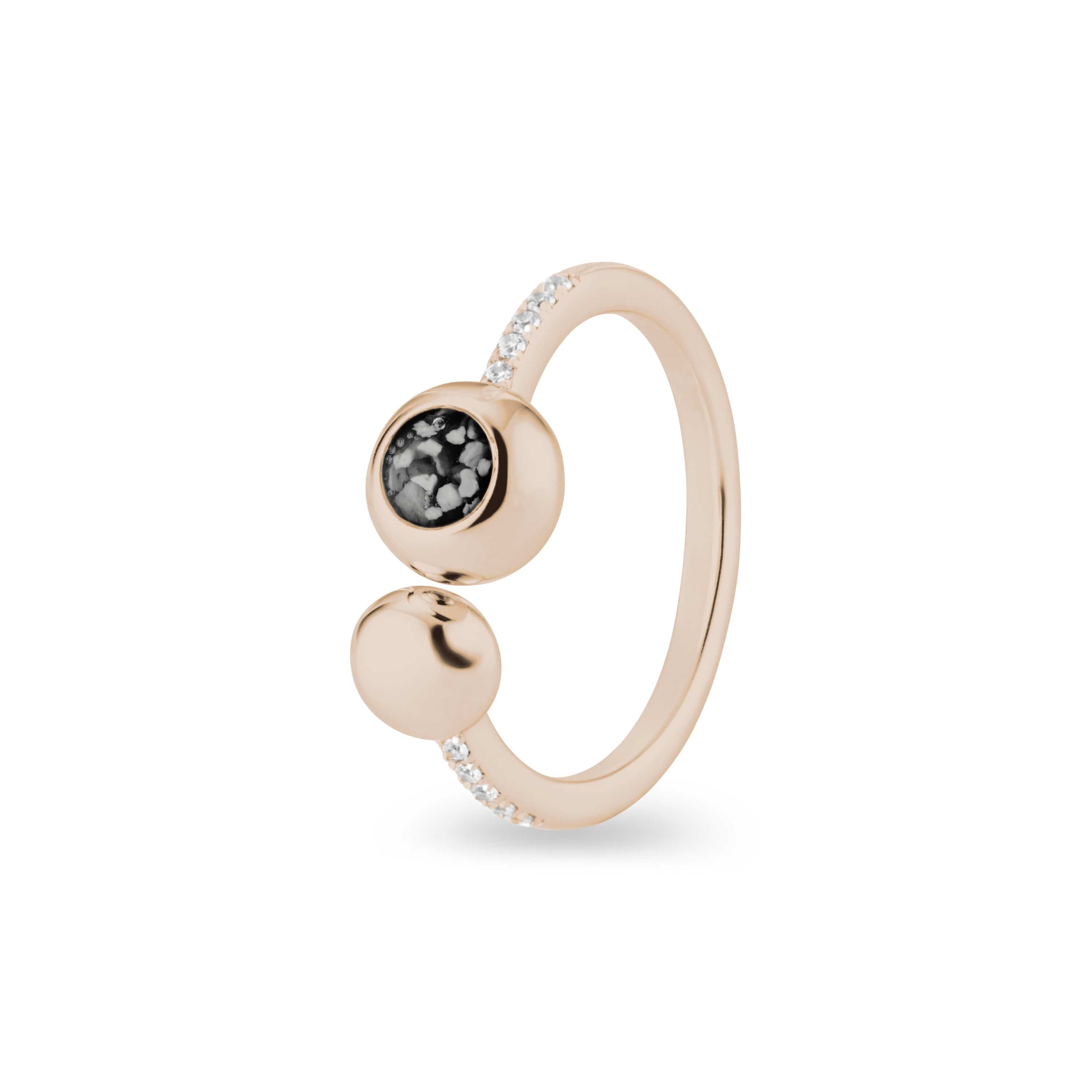 EverWith Ladies Rondure Array and Sphere Memorial Ashes Ring 9k Rose Gold Black