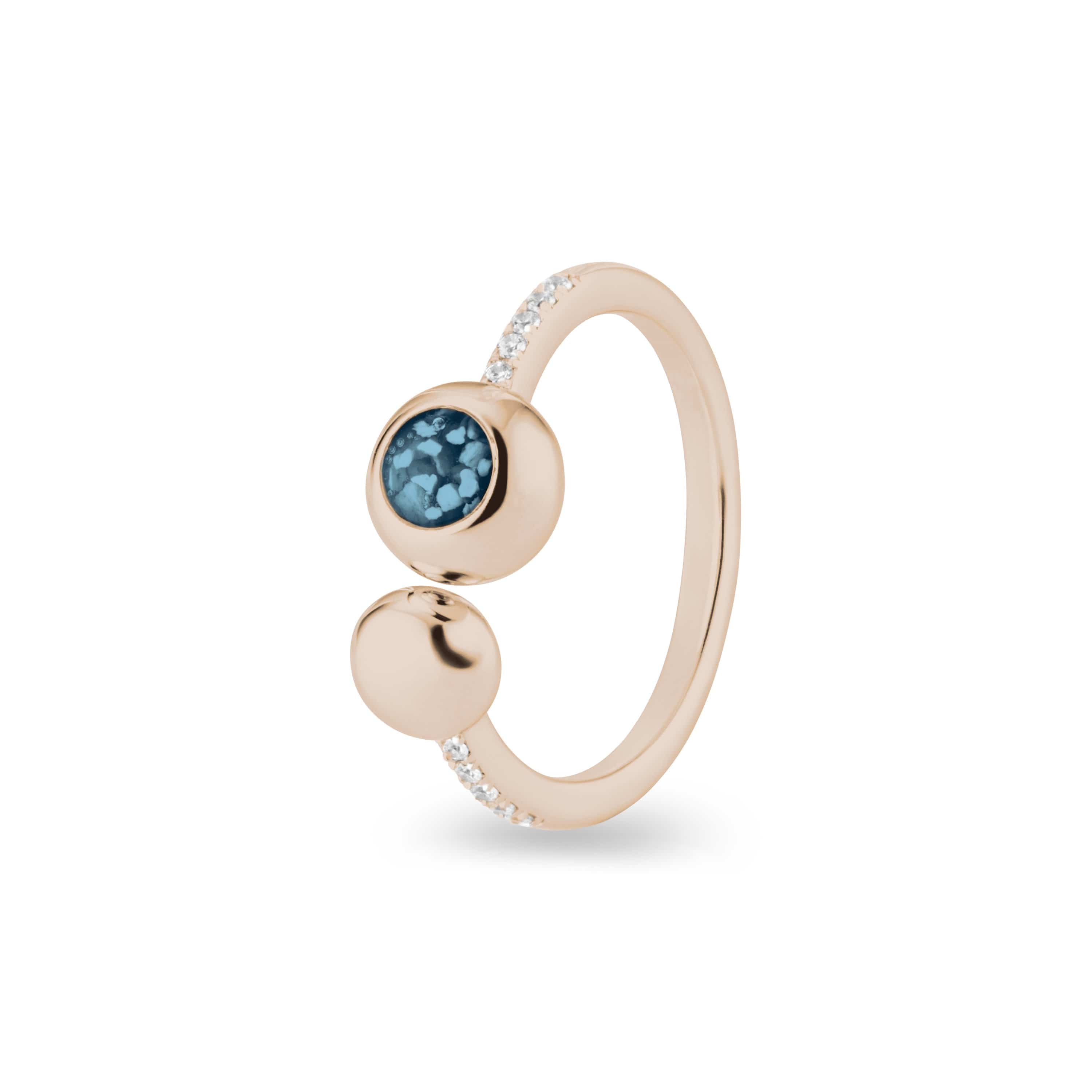 EverWith Ladies Rondure Array and Sphere Memorial Ashes Ring 9k Rose Gold Blue