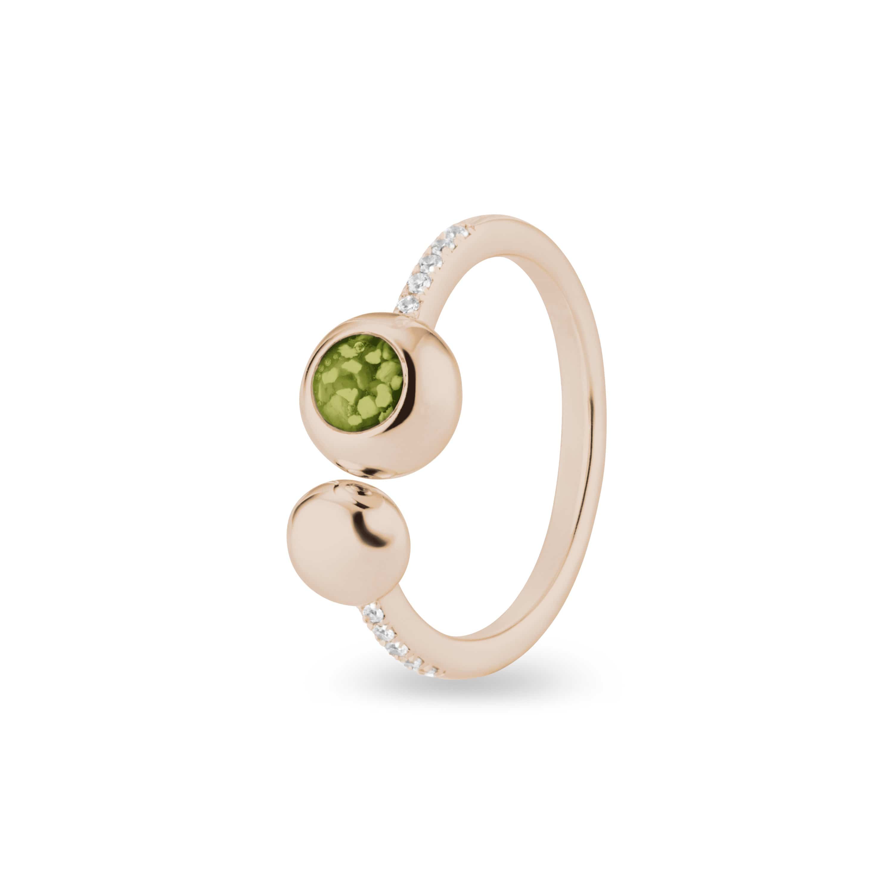 EverWith Ladies Rondure Array and Sphere Memorial Ashes Ring 9k Rose Gold Green