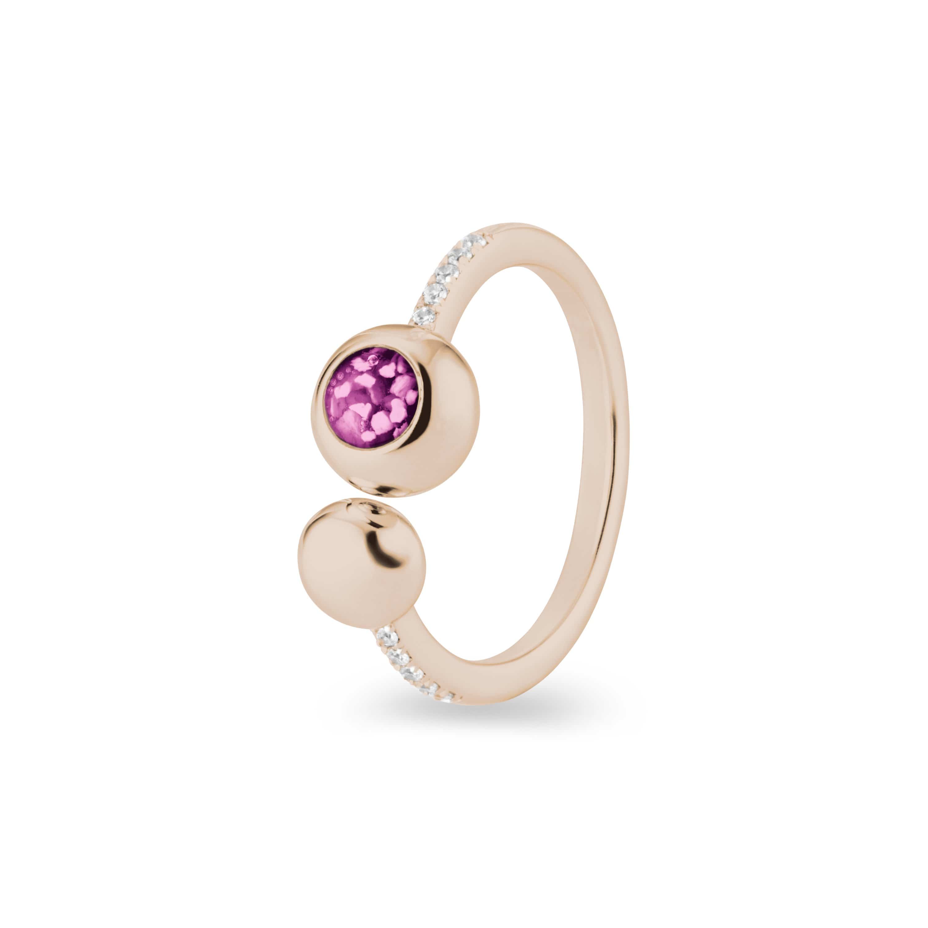 EverWith Ladies Rondure Array and Sphere Memorial Ashes Ring 9k Rose Gold Pink
