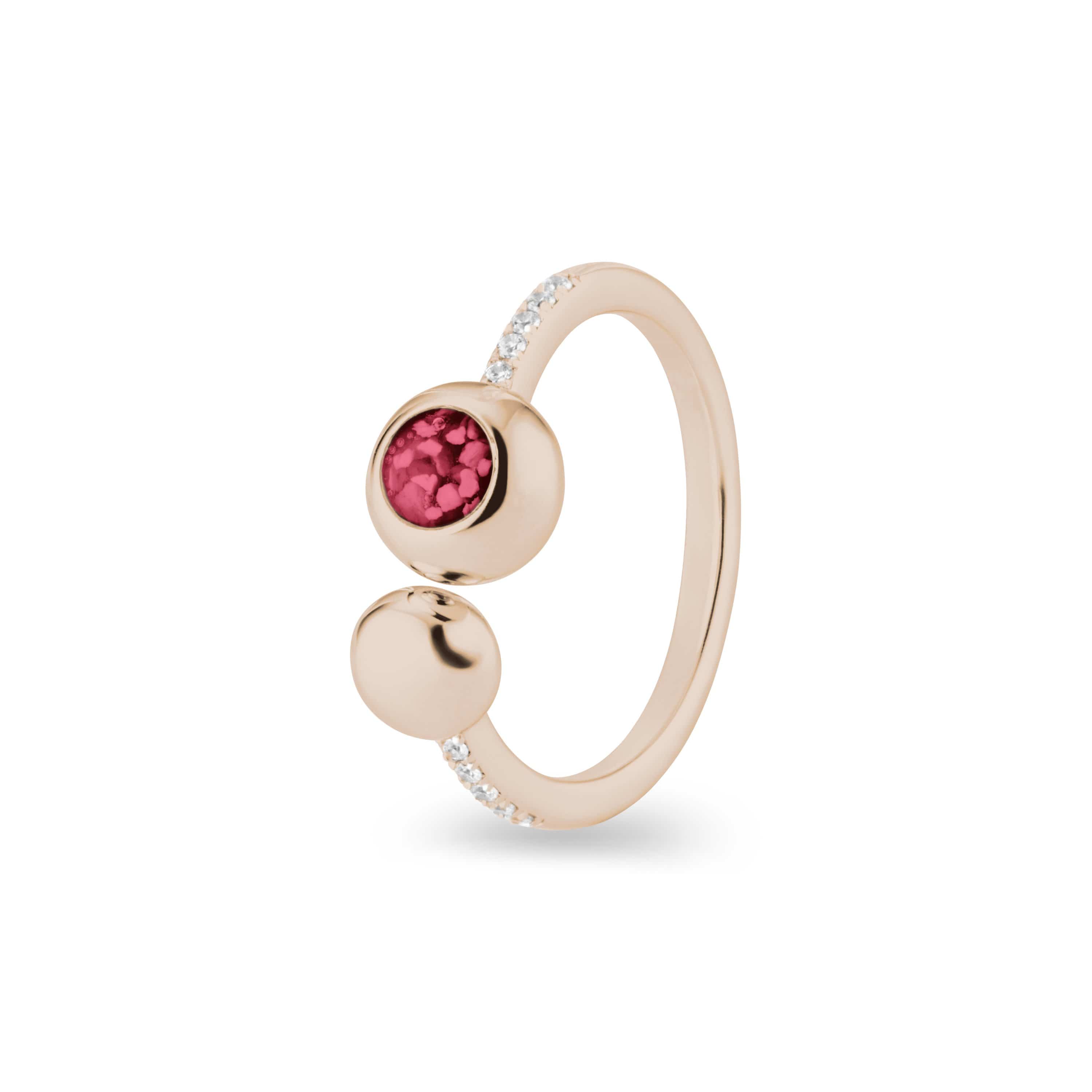 EverWith Ladies Rondure Array and Sphere Memorial Ashes Ring 9k Rose Gold Red