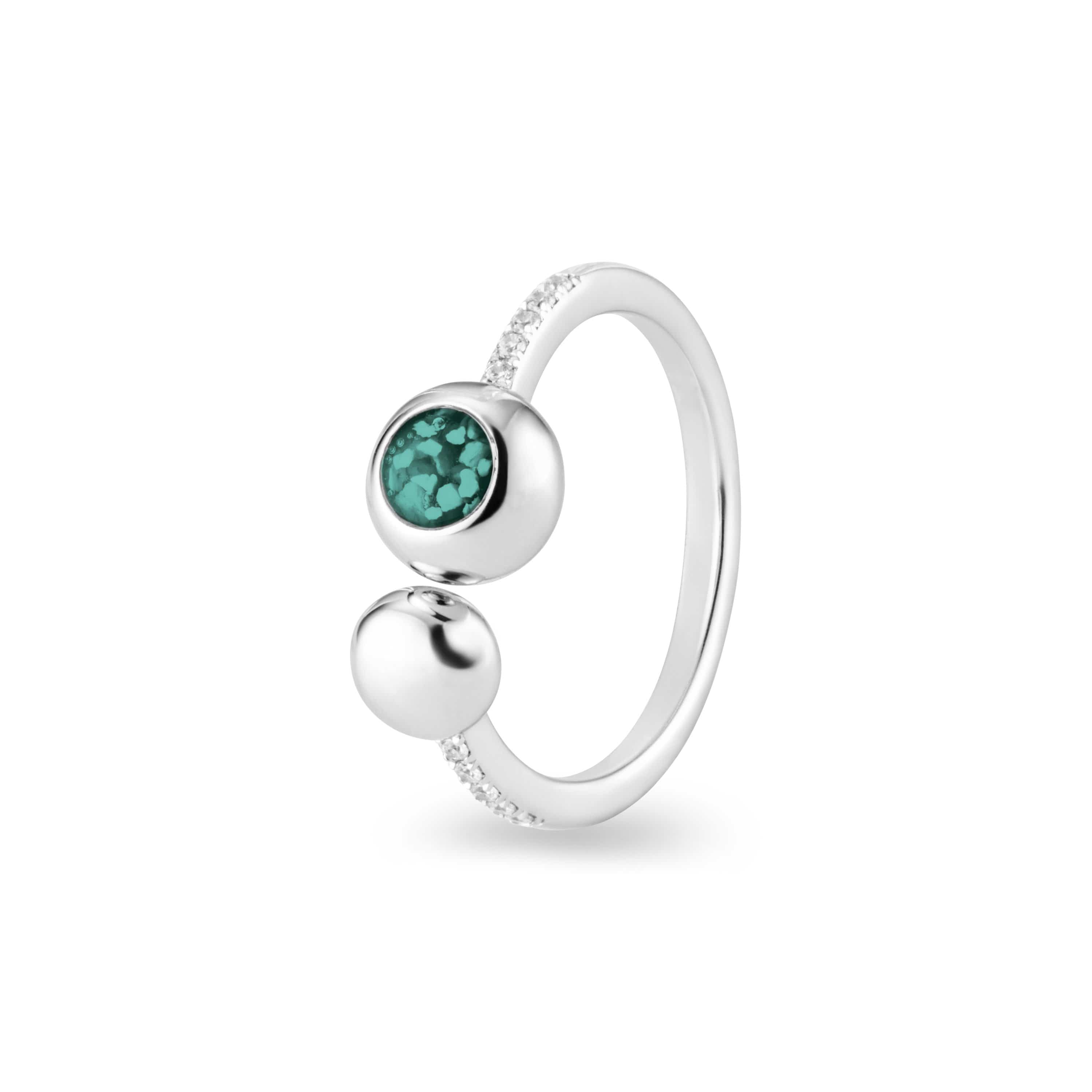 EverWith Ladies Rondure Array and Sphere Memorial Ashes Ring Aqua