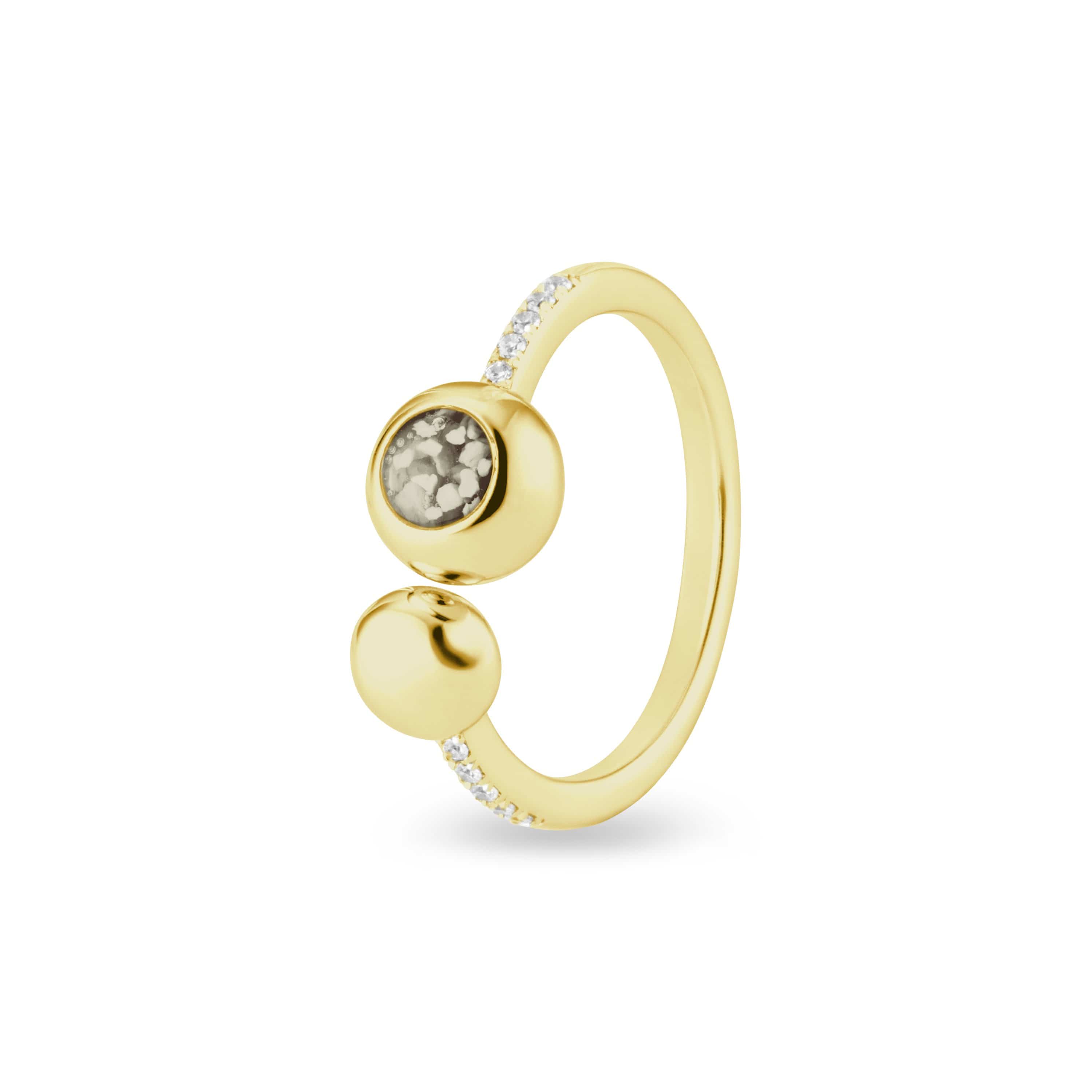 EverWith Ladies Rondure Array and Sphere Memorial Ashes Ring 9k Yellow Gold Transparent