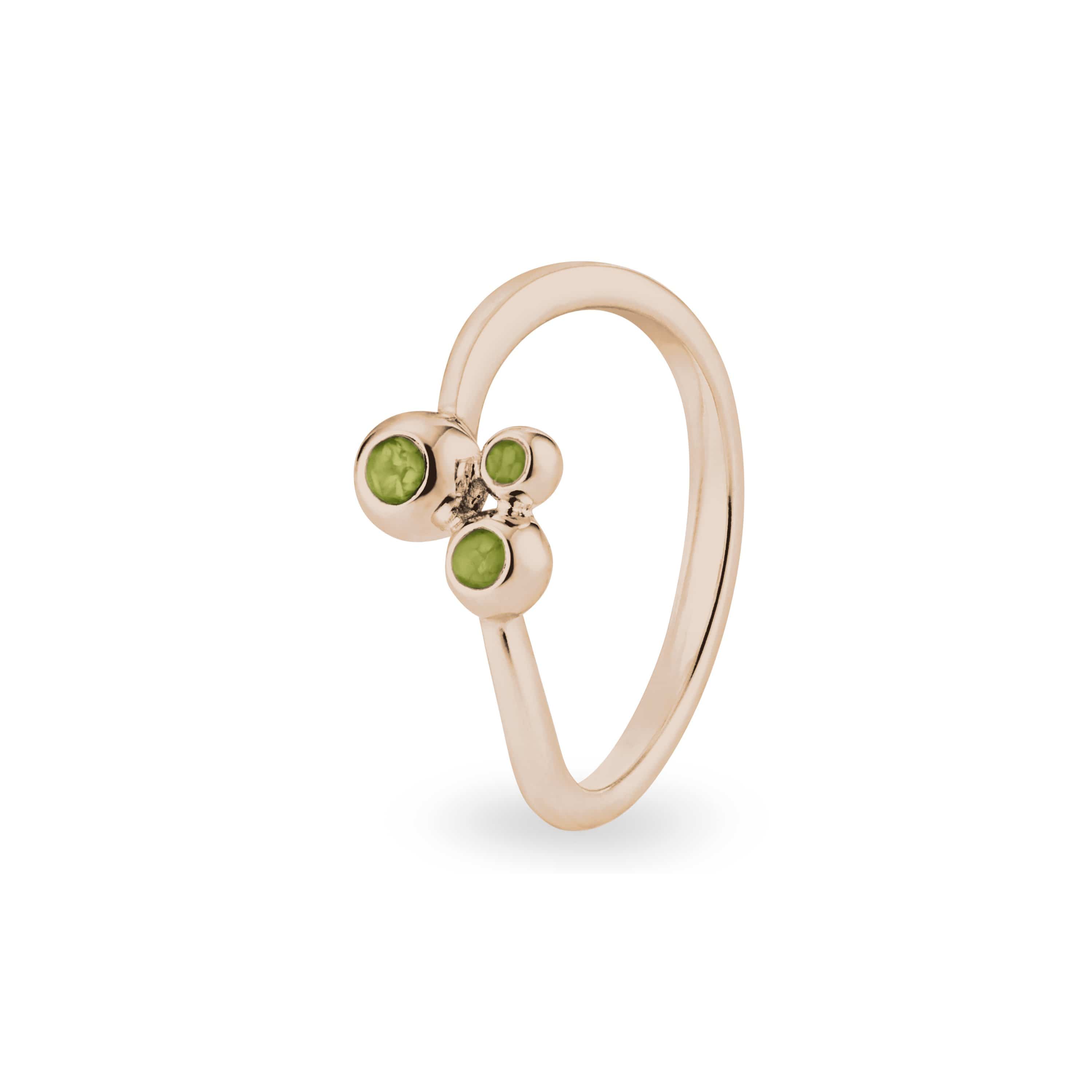 EverWith Ladies Rondure Array Triple Memorial Ashes Ring 9k Rose Gold Green