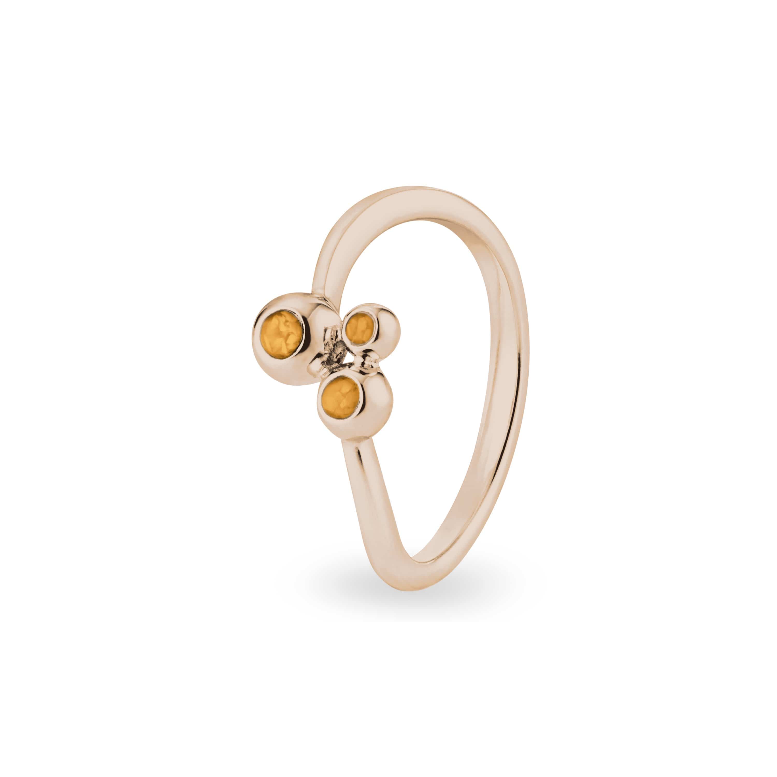 EverWith Ladies Rondure Array Triple Memorial Ashes Ring 9k Rose Gold Orange
