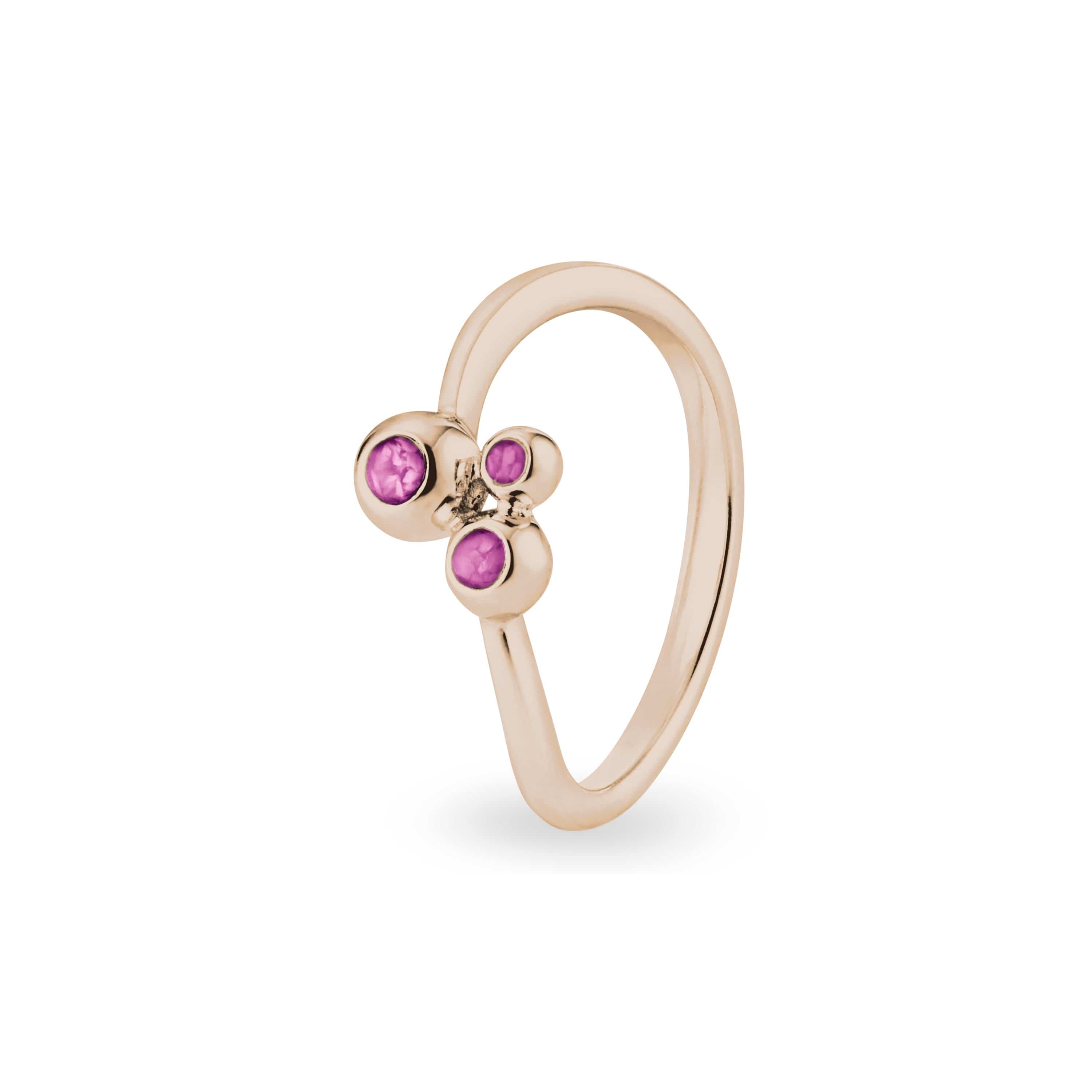 EverWith Ladies Rondure Array Triple Memorial Ashes Ring 9k Rose Gold Pink