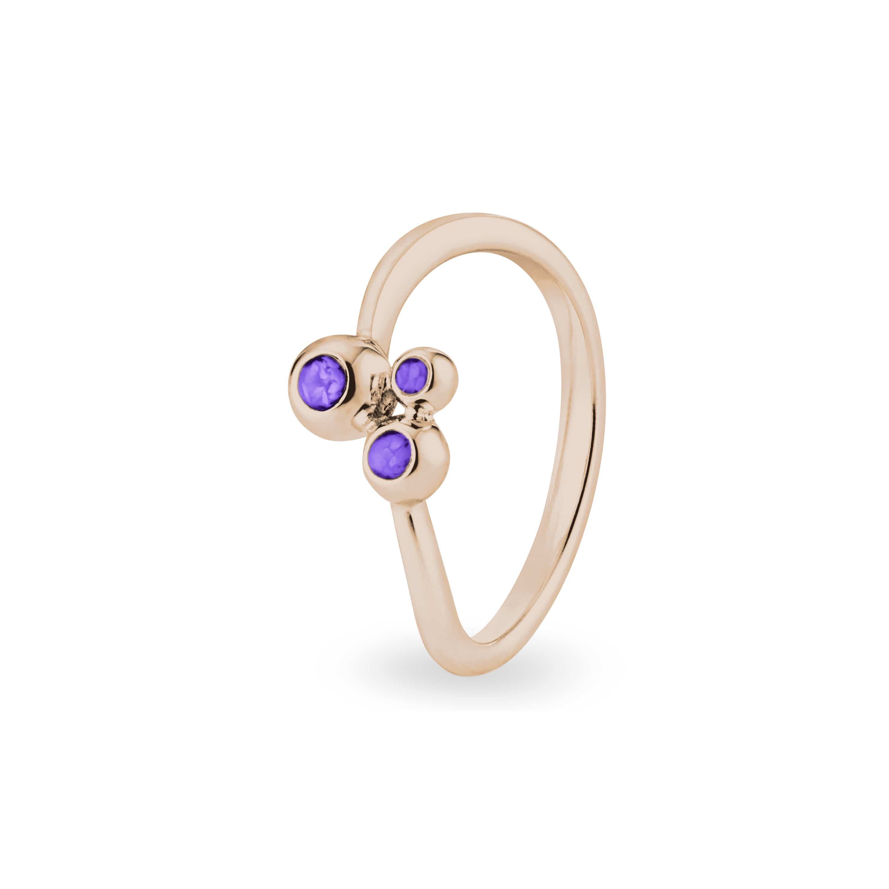 EverWith Ladies Rondure Array Triple Memorial Ashes Ring 9k Rose Gold Purple