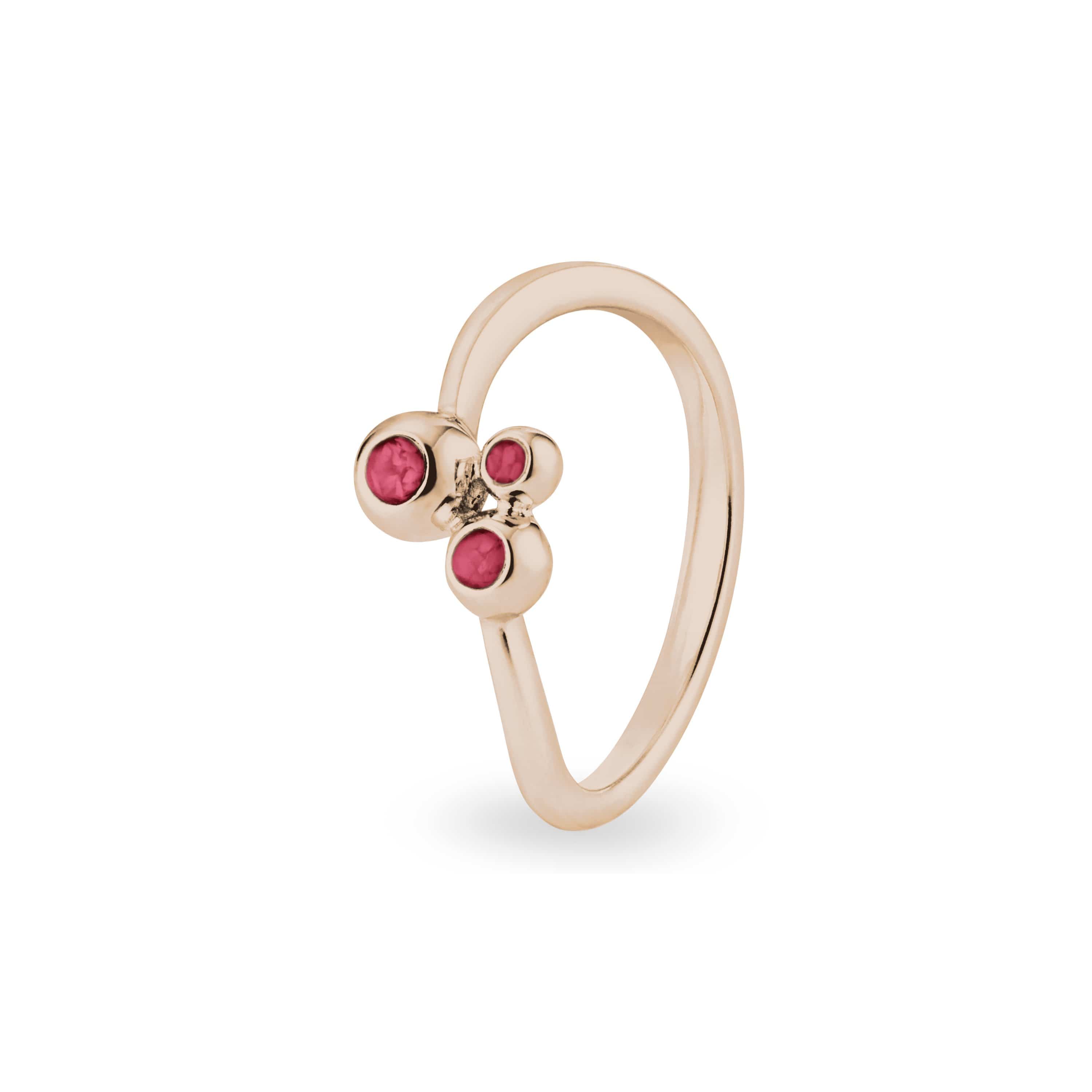EverWith Ladies Rondure Array Triple Memorial Ashes Ring 9k Rose Gold Red