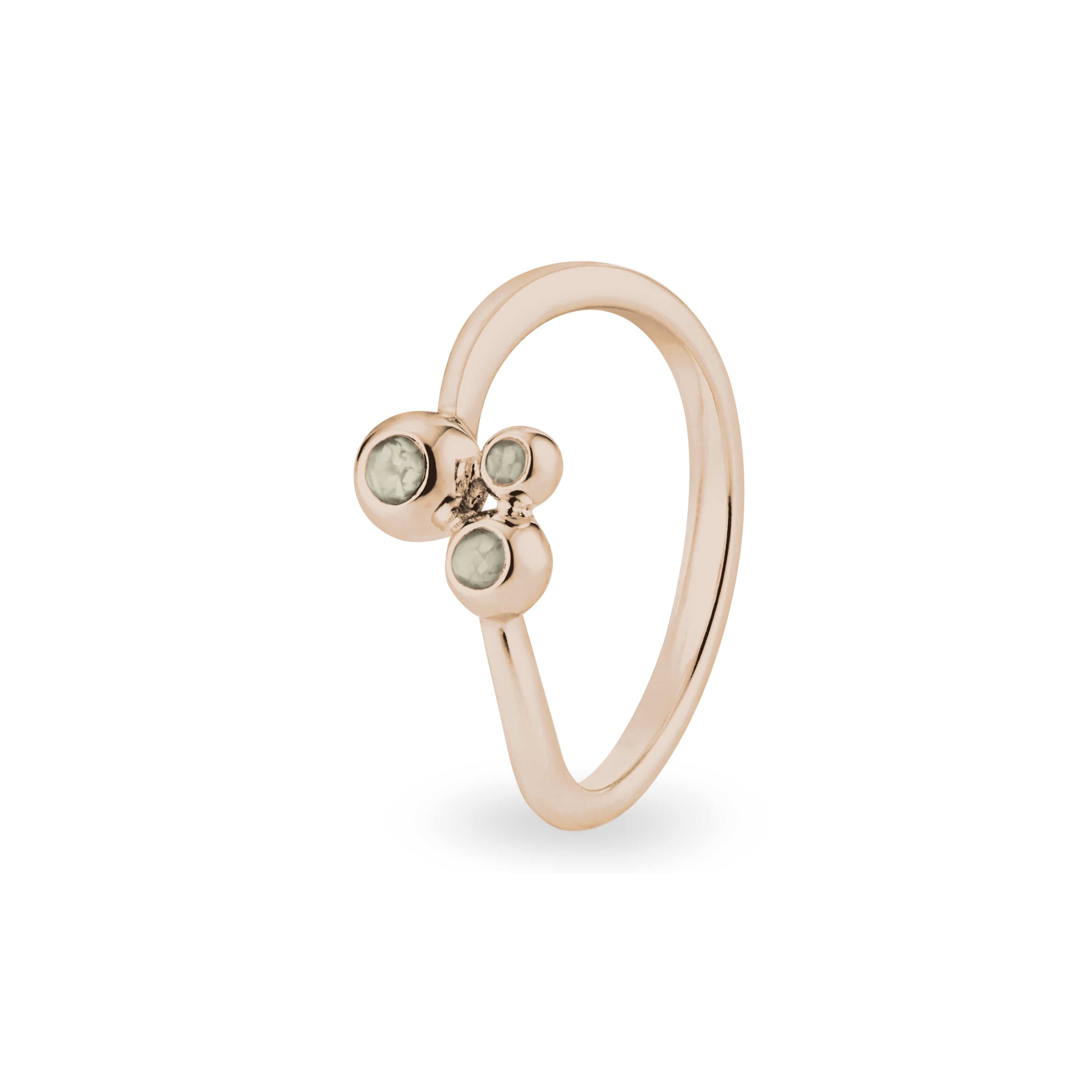 EverWith Ladies Rondure Array Triple Memorial Ashes Ring 9k Rose Gold Transparent