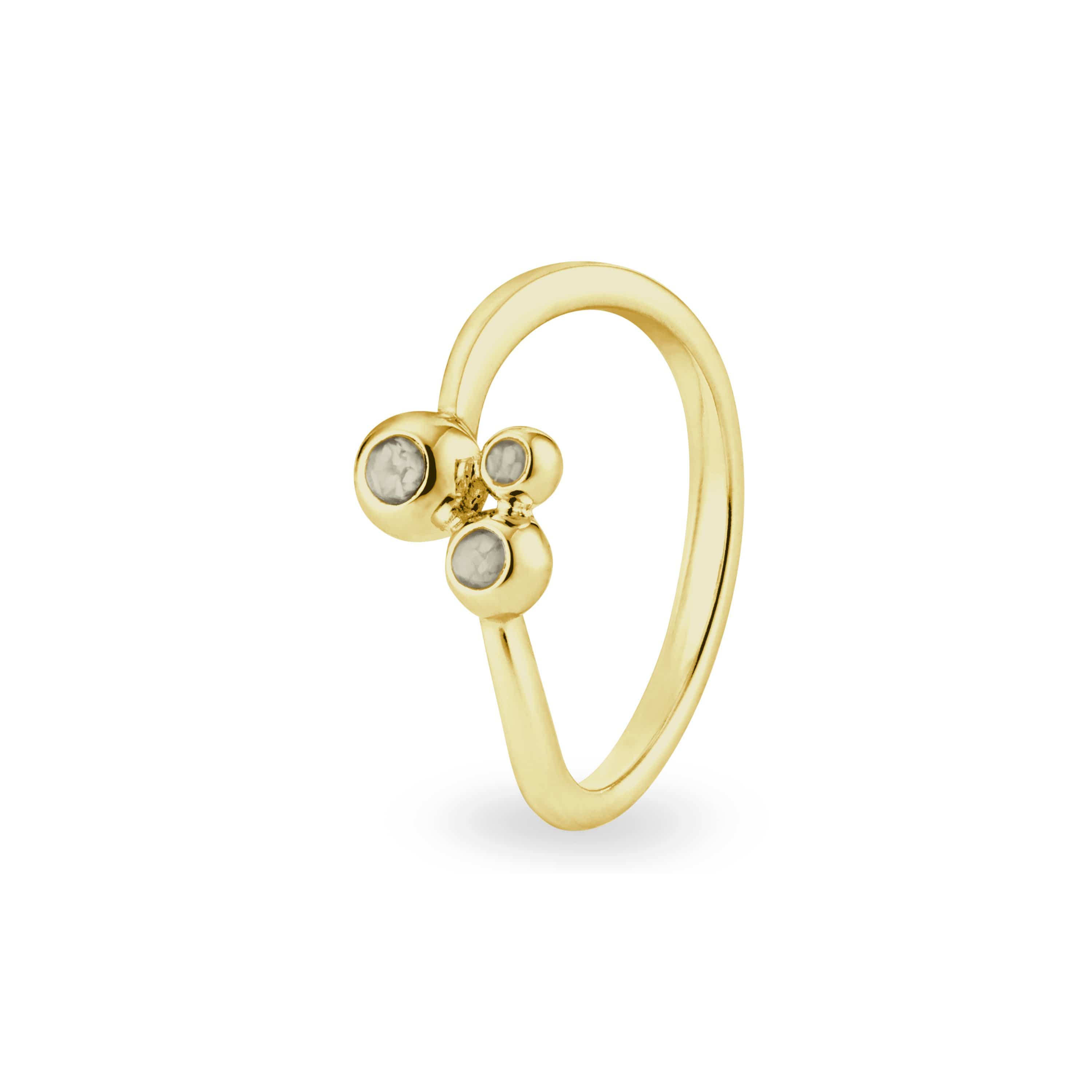 EverWith Ladies Rondure Array Triple Memorial Ashes Ring 9k Yellow Gold Transparent