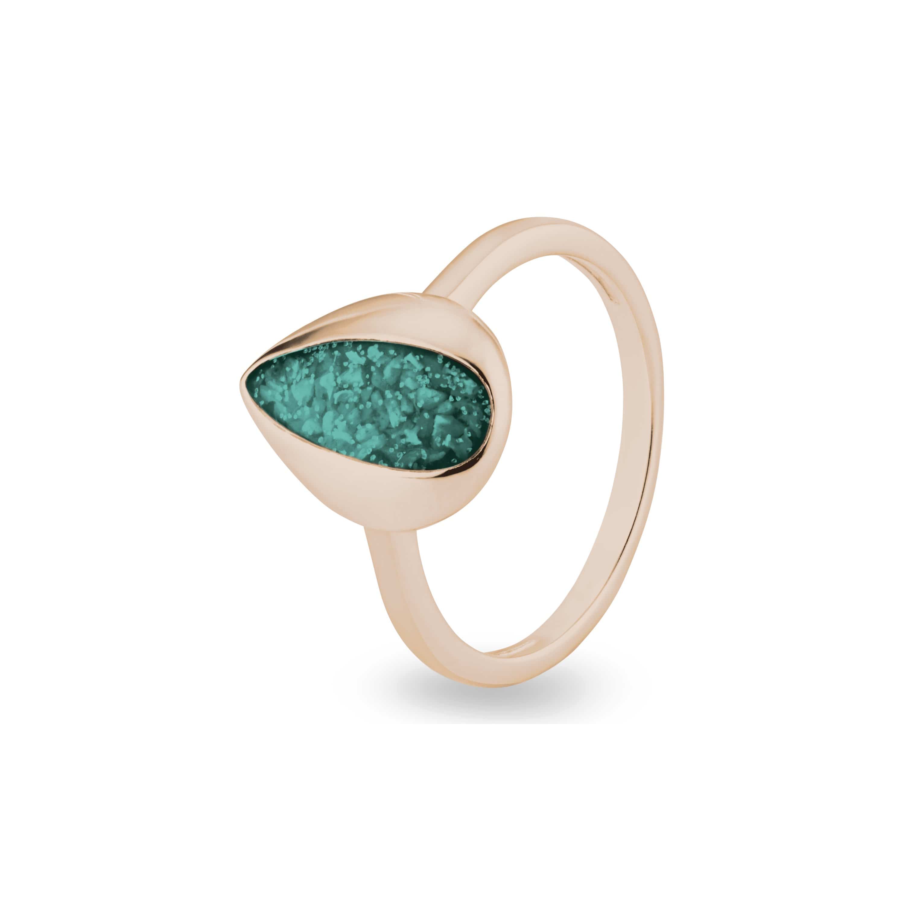 EverWith Ladies Rondure Teardrop Memorial Ashes Ring 9k Rose Gold Aqua