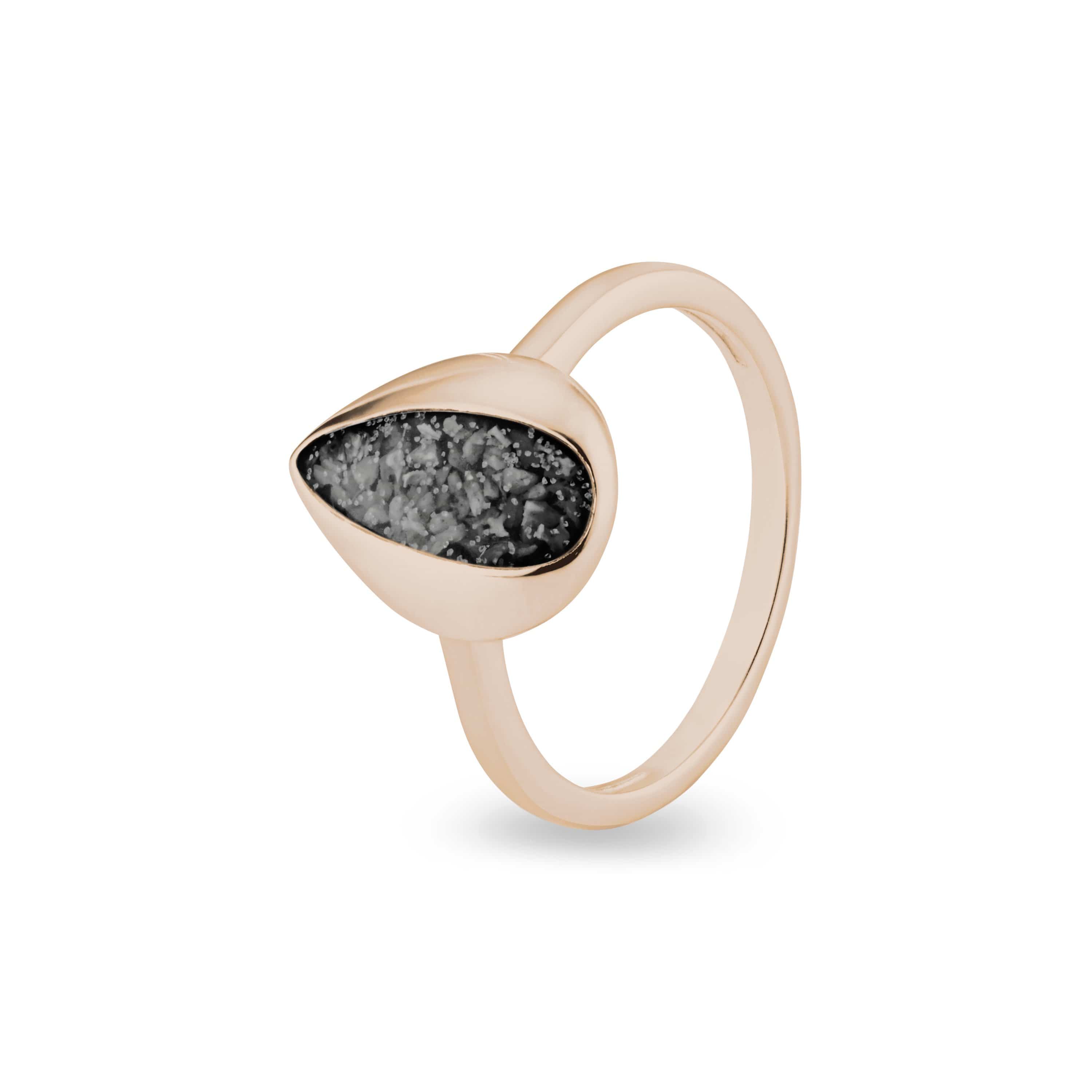 EverWith Ladies Rondure Teardrop Memorial Ashes Ring 9k Rose Gold Black