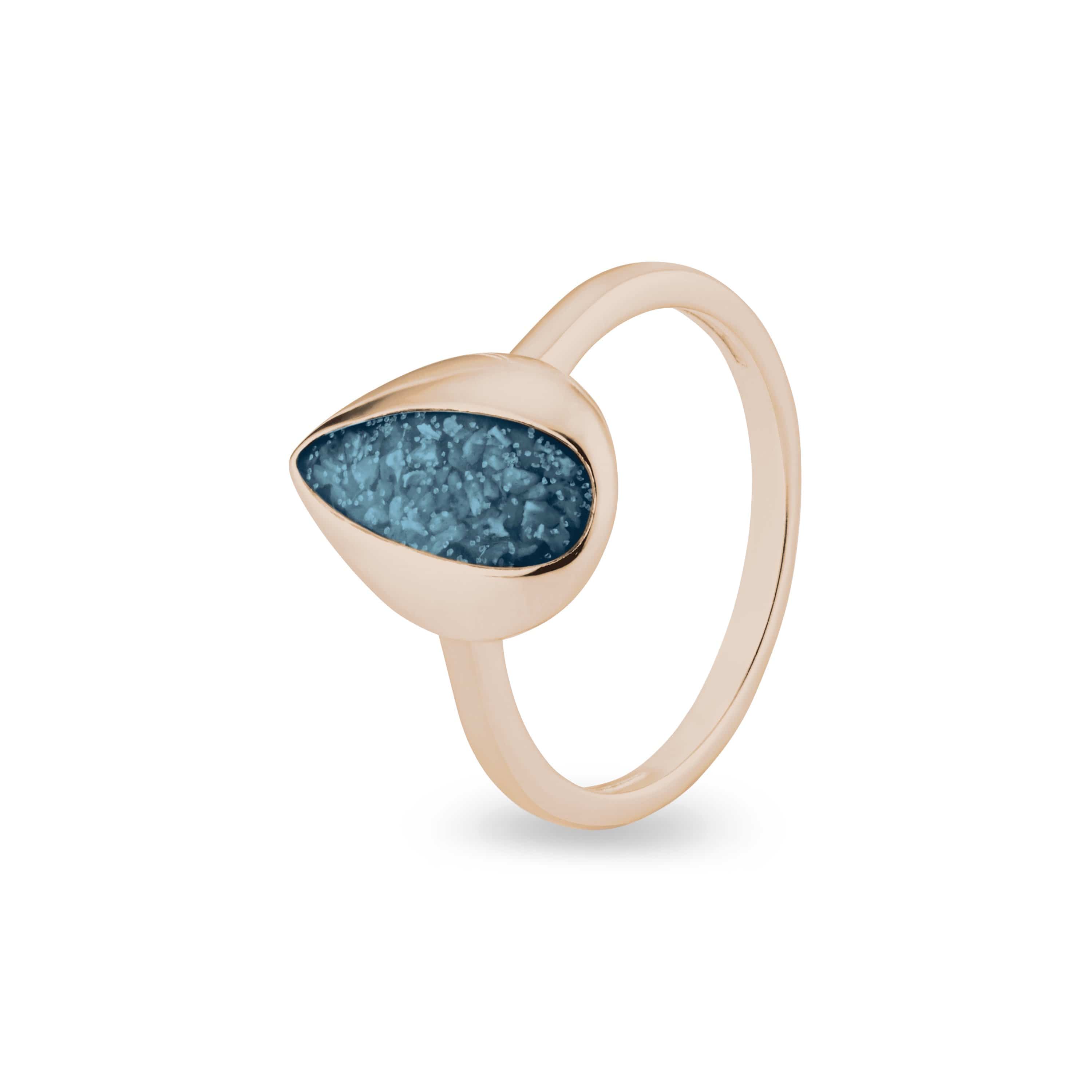 EverWith Ladies Rondure Teardrop Memorial Ashes Ring 9k Rose Gold Blue