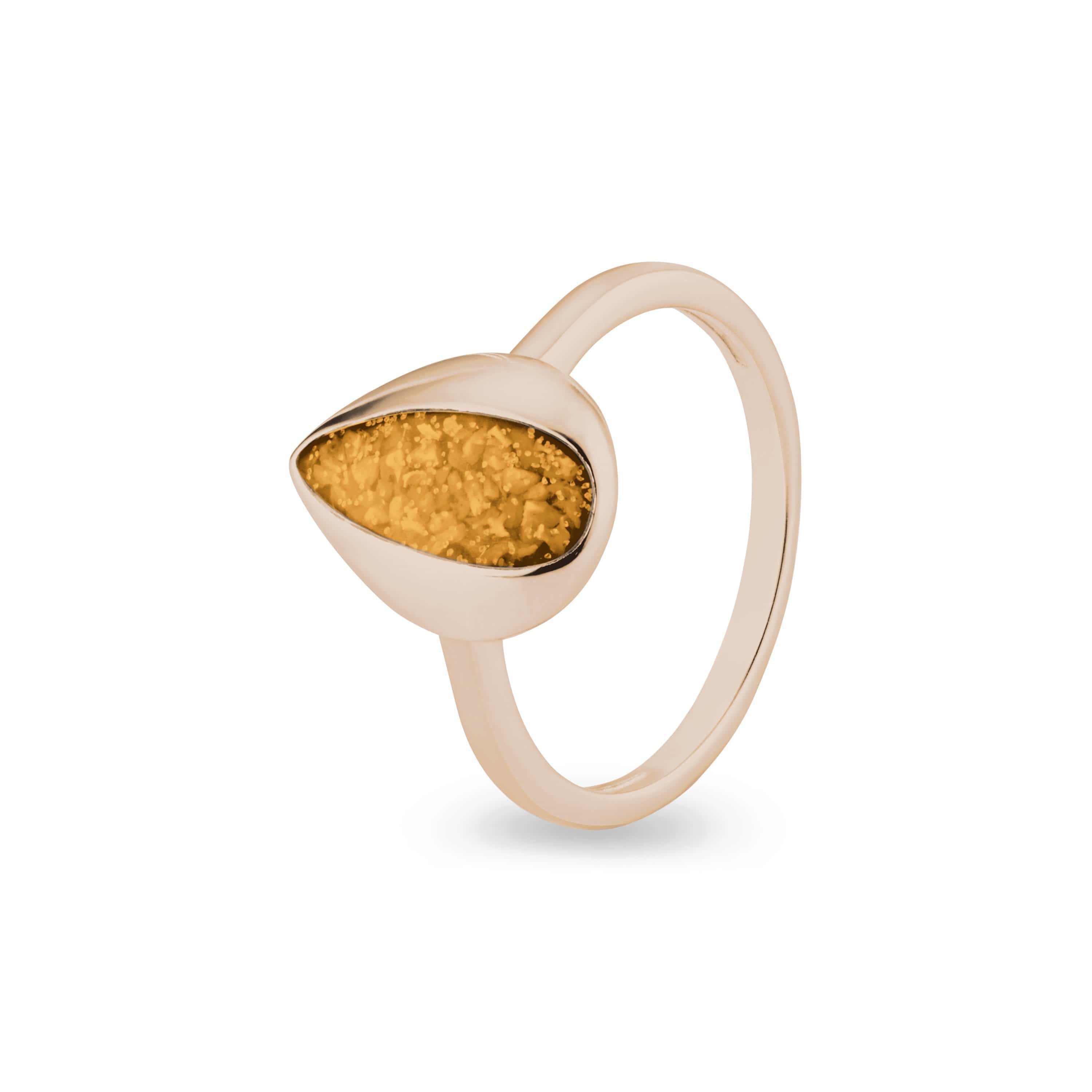 EverWith Ladies Rondure Teardrop Memorial Ashes Ring 9k Rose Gold Orange