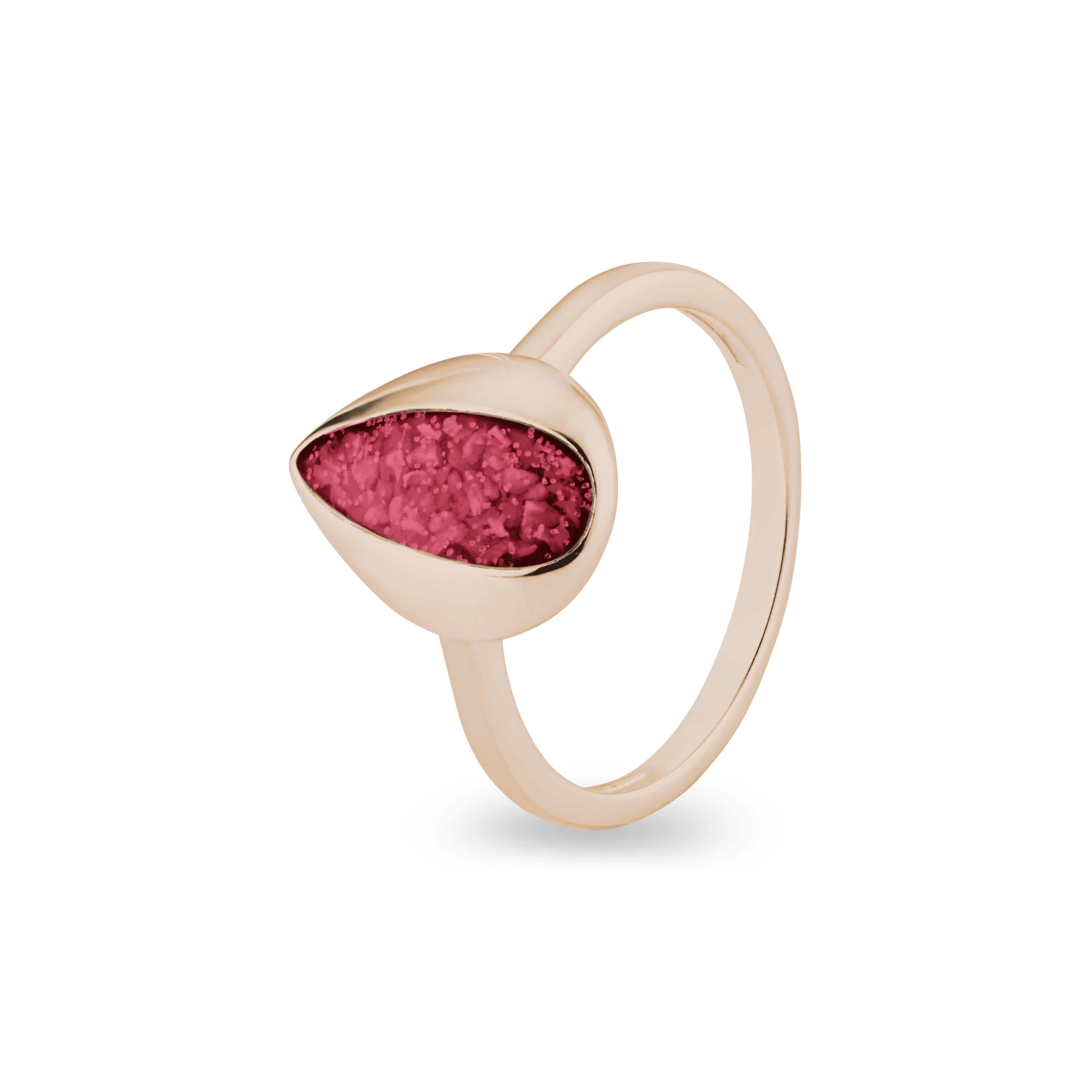 EverWith Ladies Rondure Teardrop Memorial Ashes Ring 9k Rose Gold Red