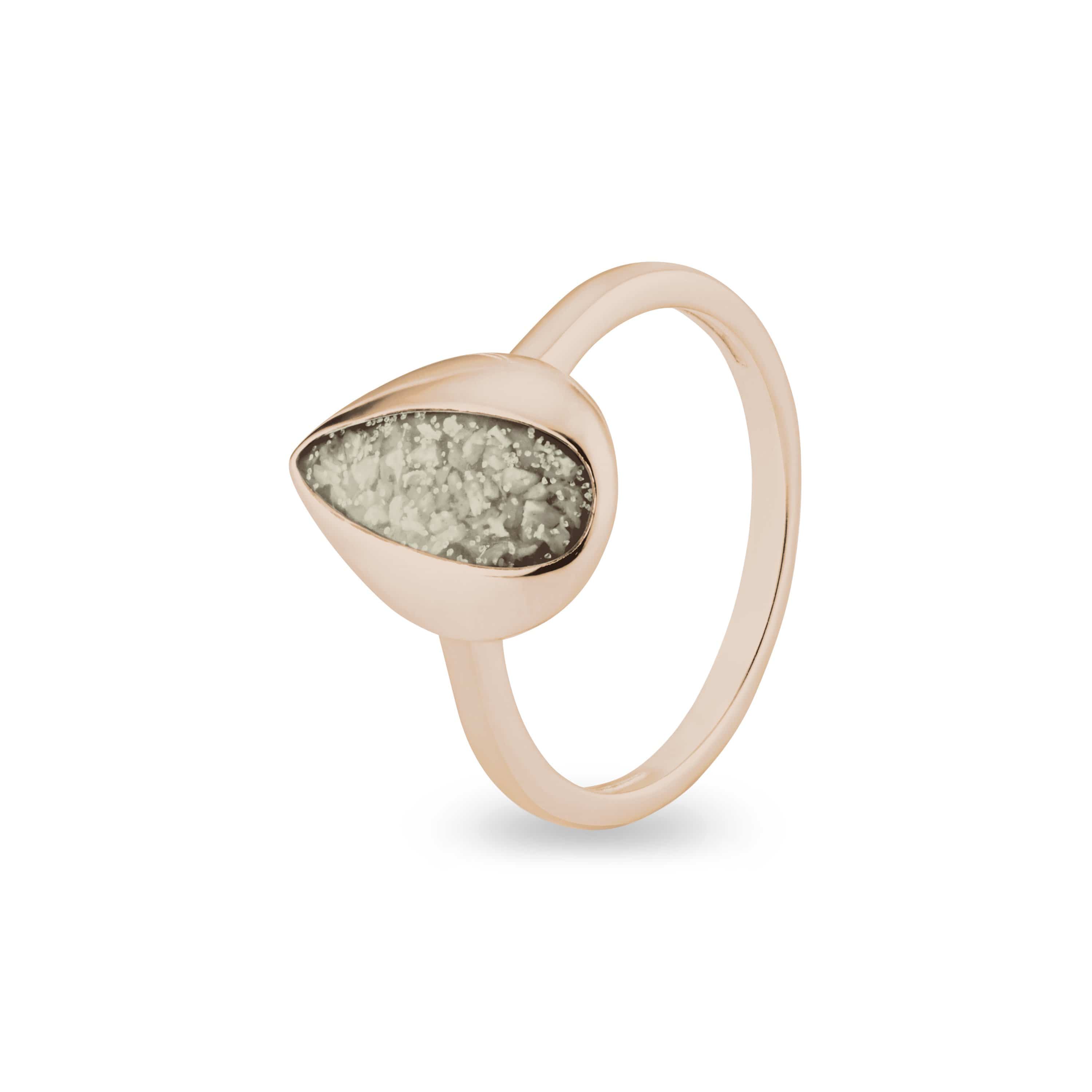 EverWith Ladies Rondure Teardrop Memorial Ashes Ring 9k Rose Gold Transparent