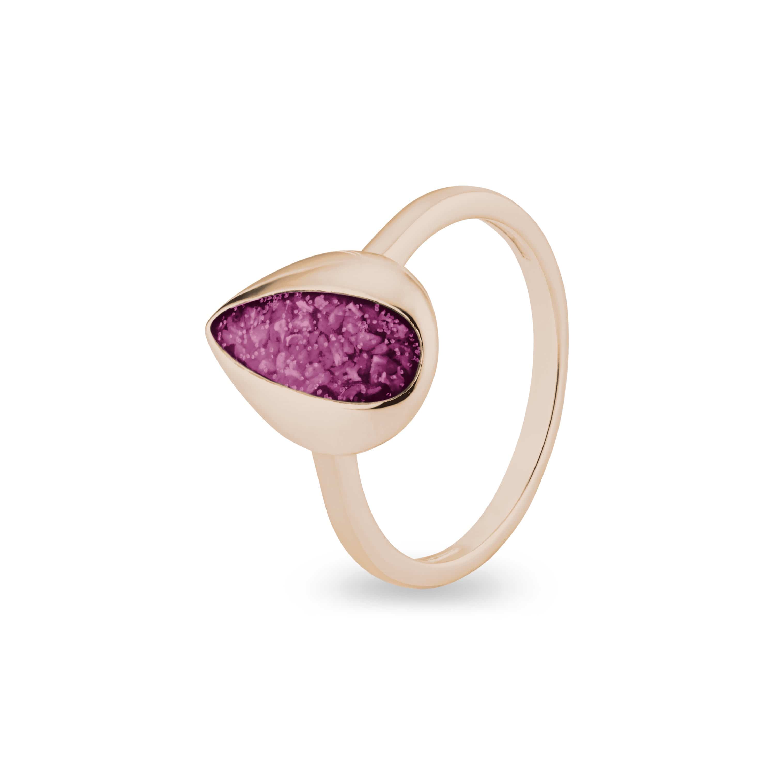 EverWith Ladies Rondure Teardrop Memorial Ashes Ring 9k Rose Gold Violet