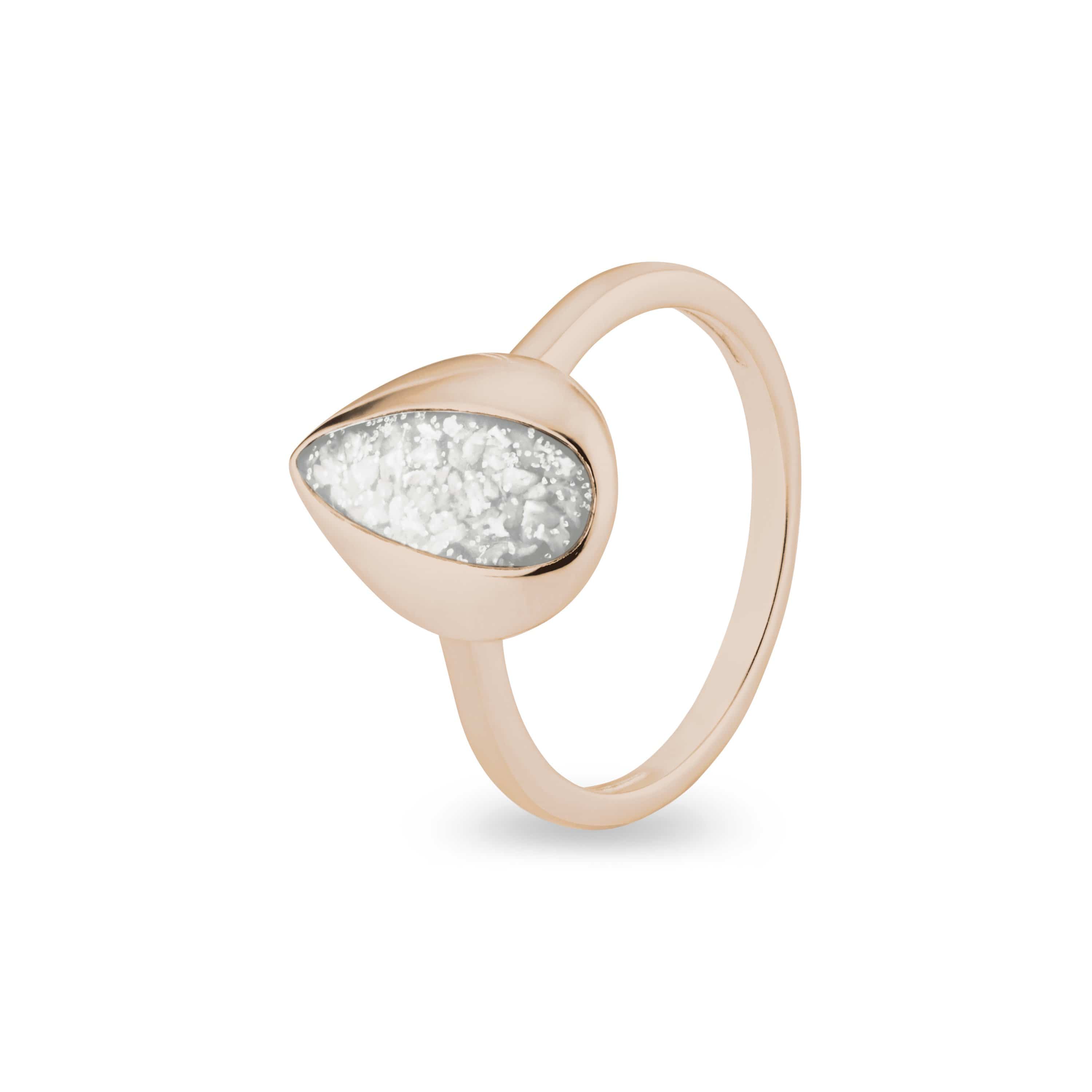 EverWith Ladies Rondure Teardrop Memorial Ashes Ring 9k Rose Gold White