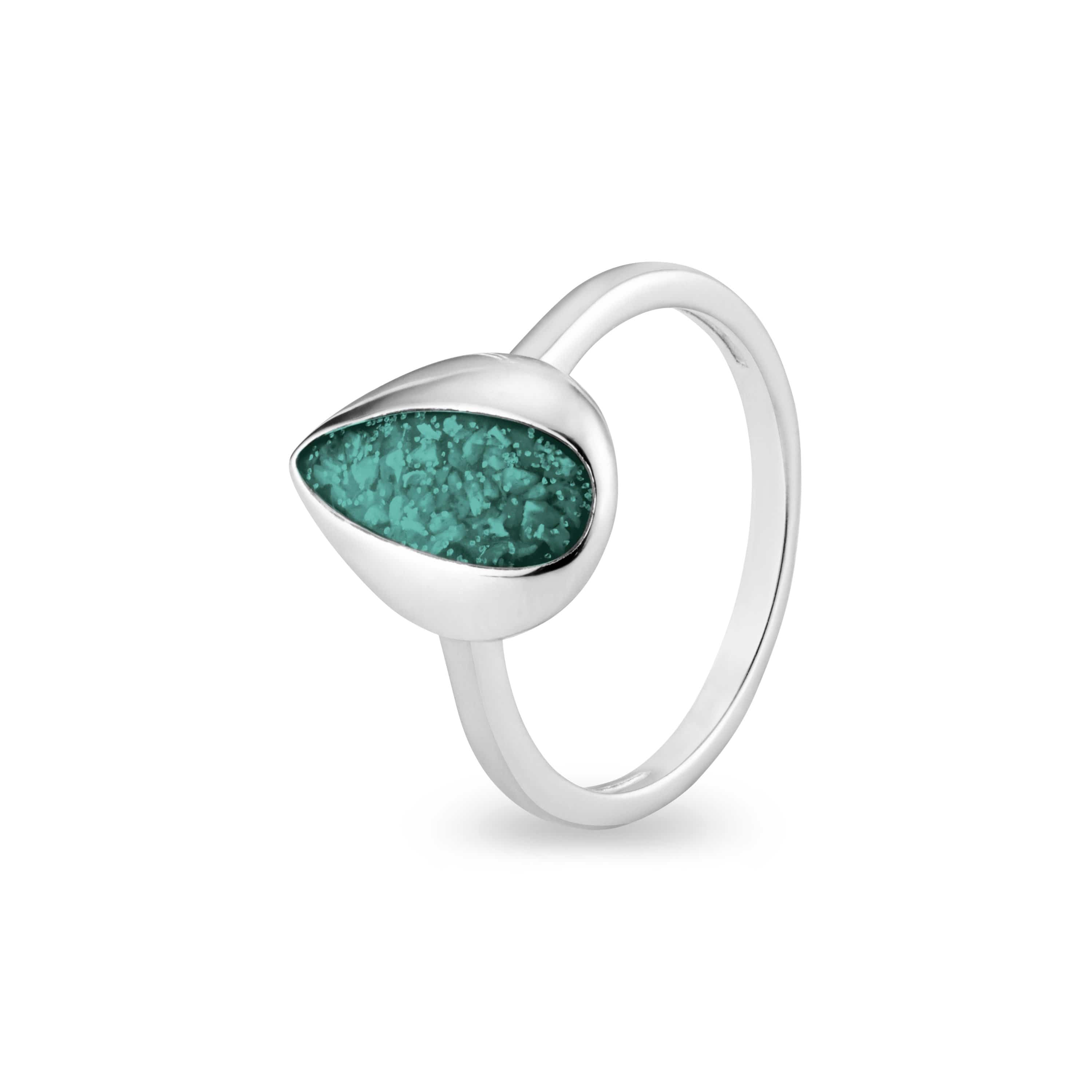 EverWith Ladies Rondure Teardrop Memorial Ashes Ring Aqua