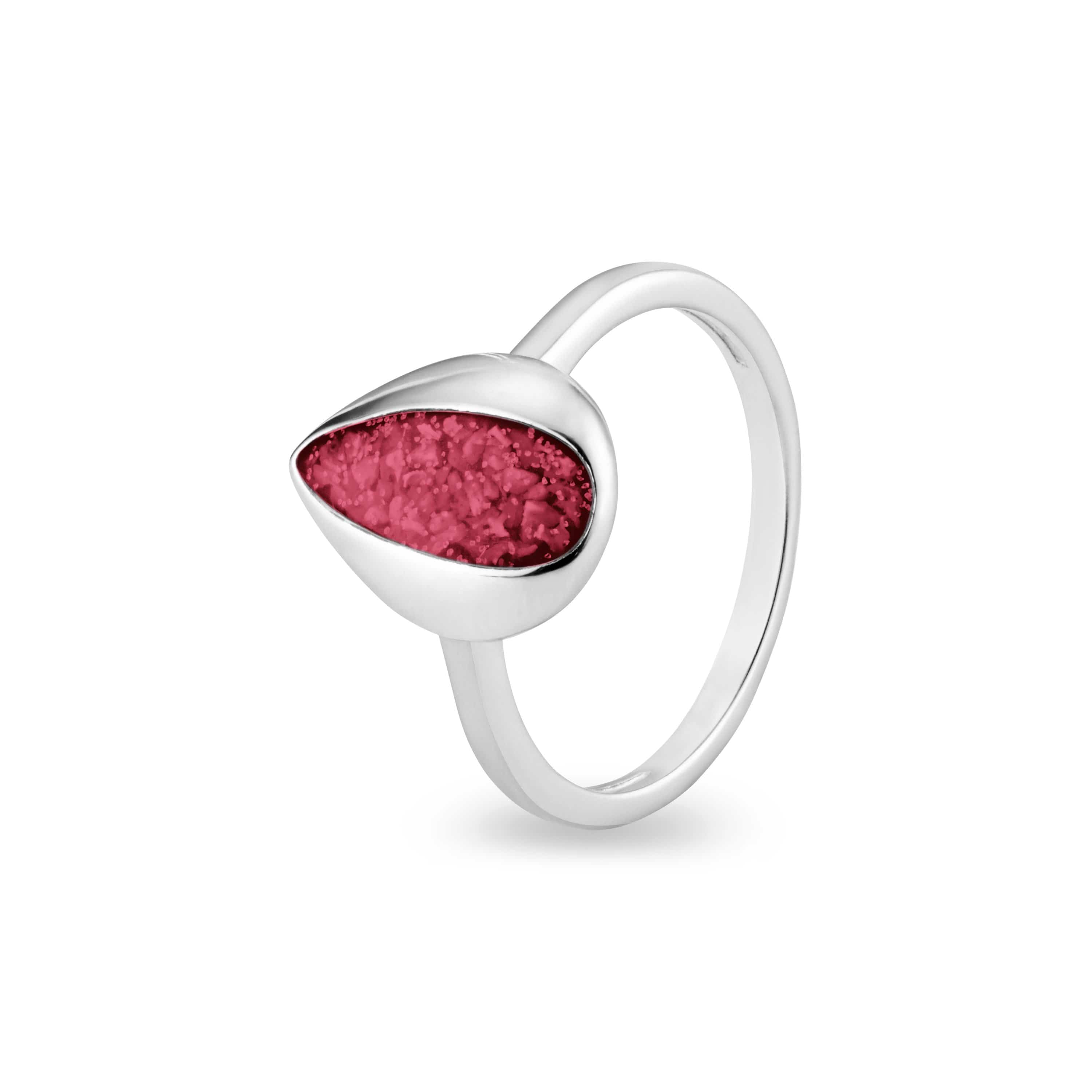 EverWith Ladies Rondure Teardrop Memorial Ashes Ring Red