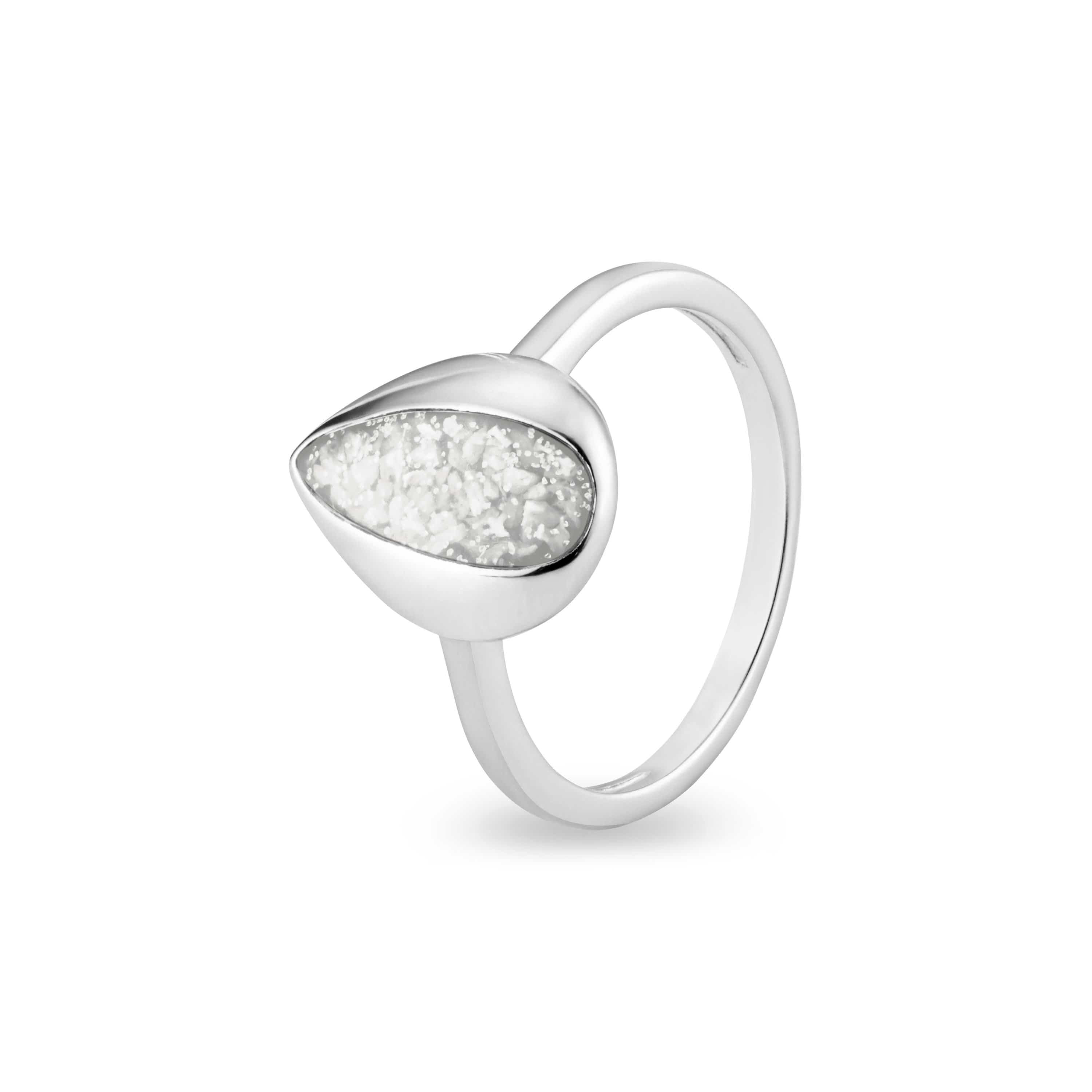 EverWith Ladies Rondure Teardrop Memorial Ashes Ring White