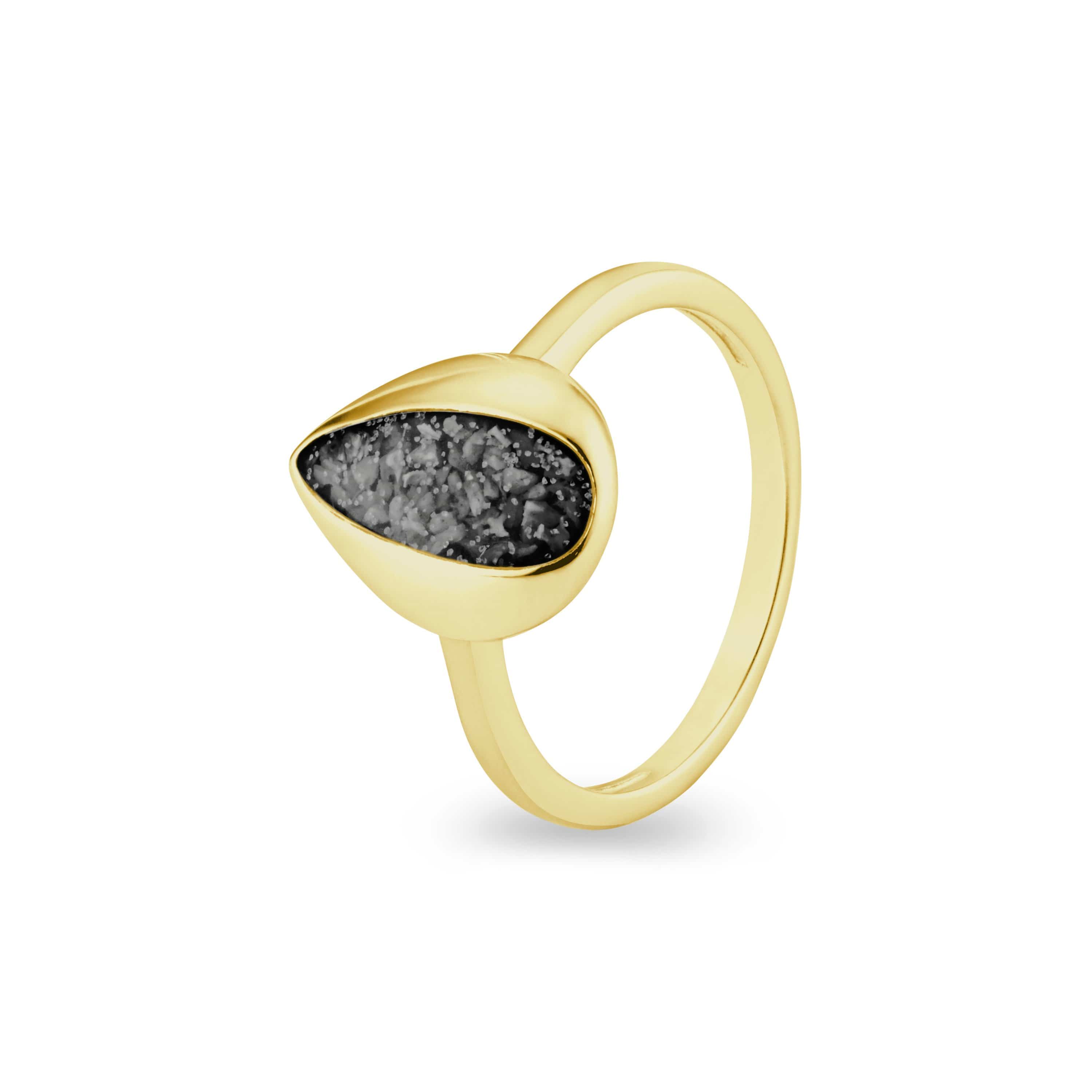 EverWith Ladies Rondure Teardrop Memorial Ashes Ring 9k Yellow Gold Black