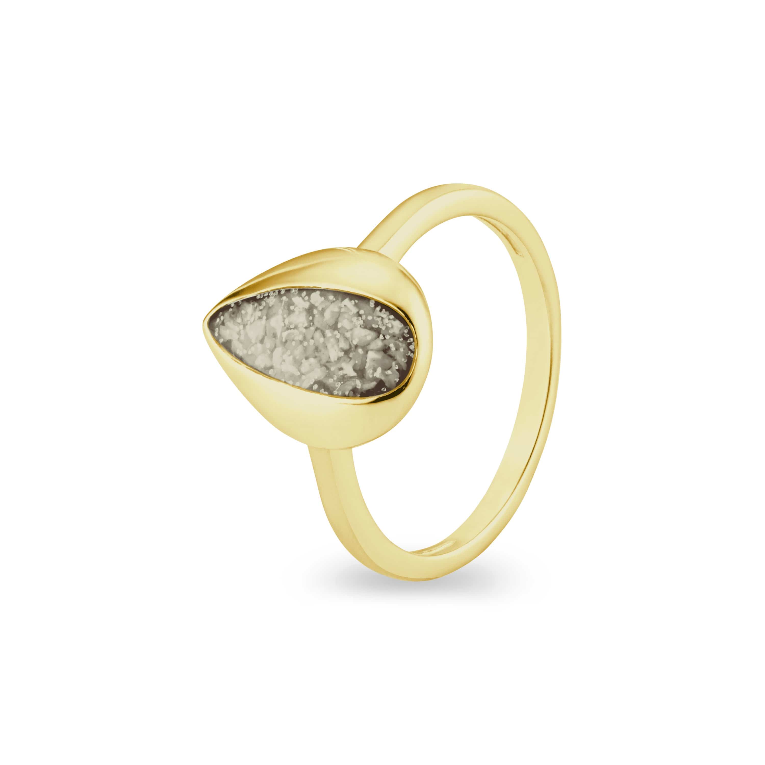 EverWith Ladies Rondure Teardrop Memorial Ashes Ring 9k Yellow Gold Transparent