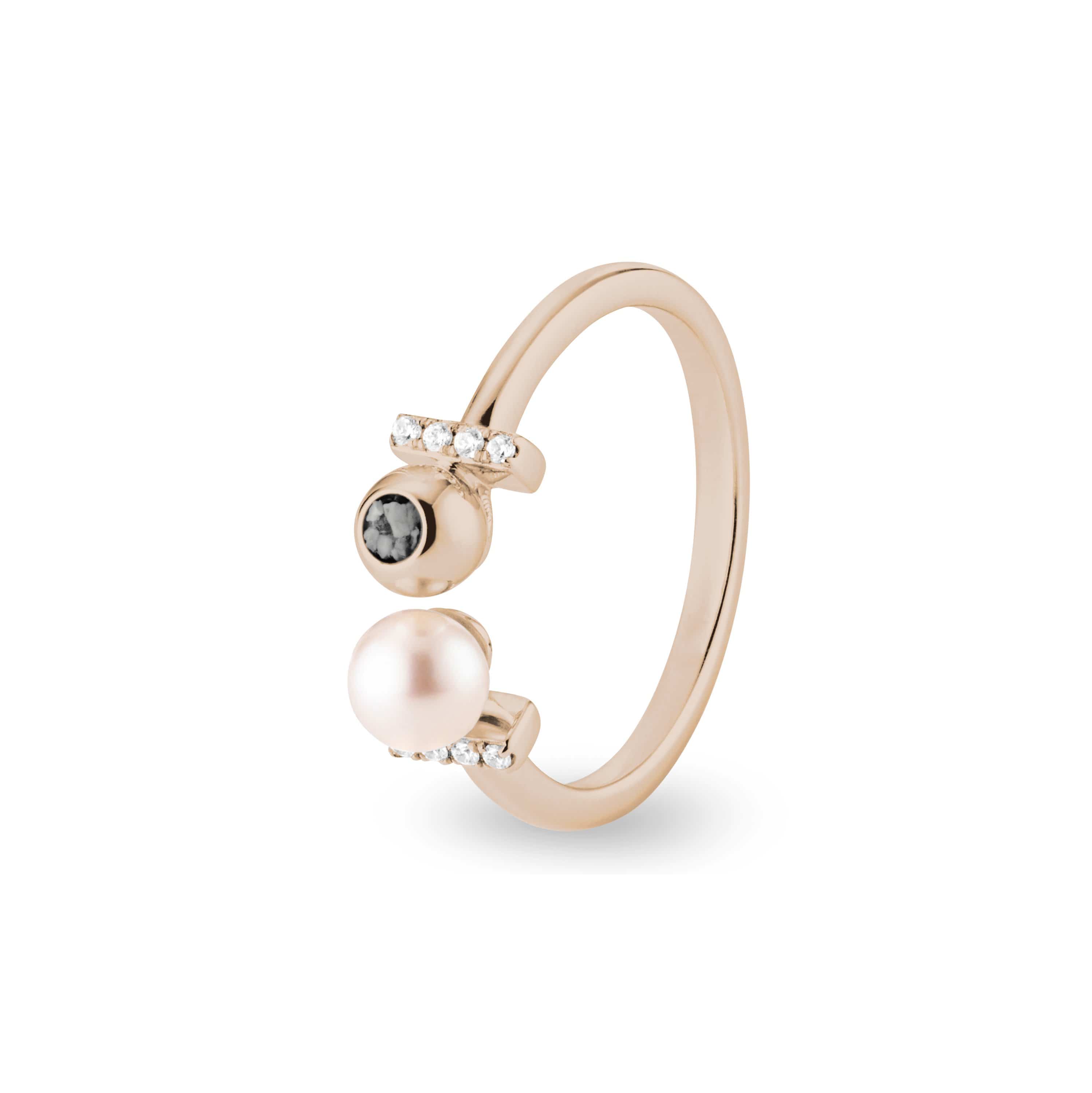 EverWith Ladies Rondure Opulence Memorial Ashes Ring 9k Rose Gold Black