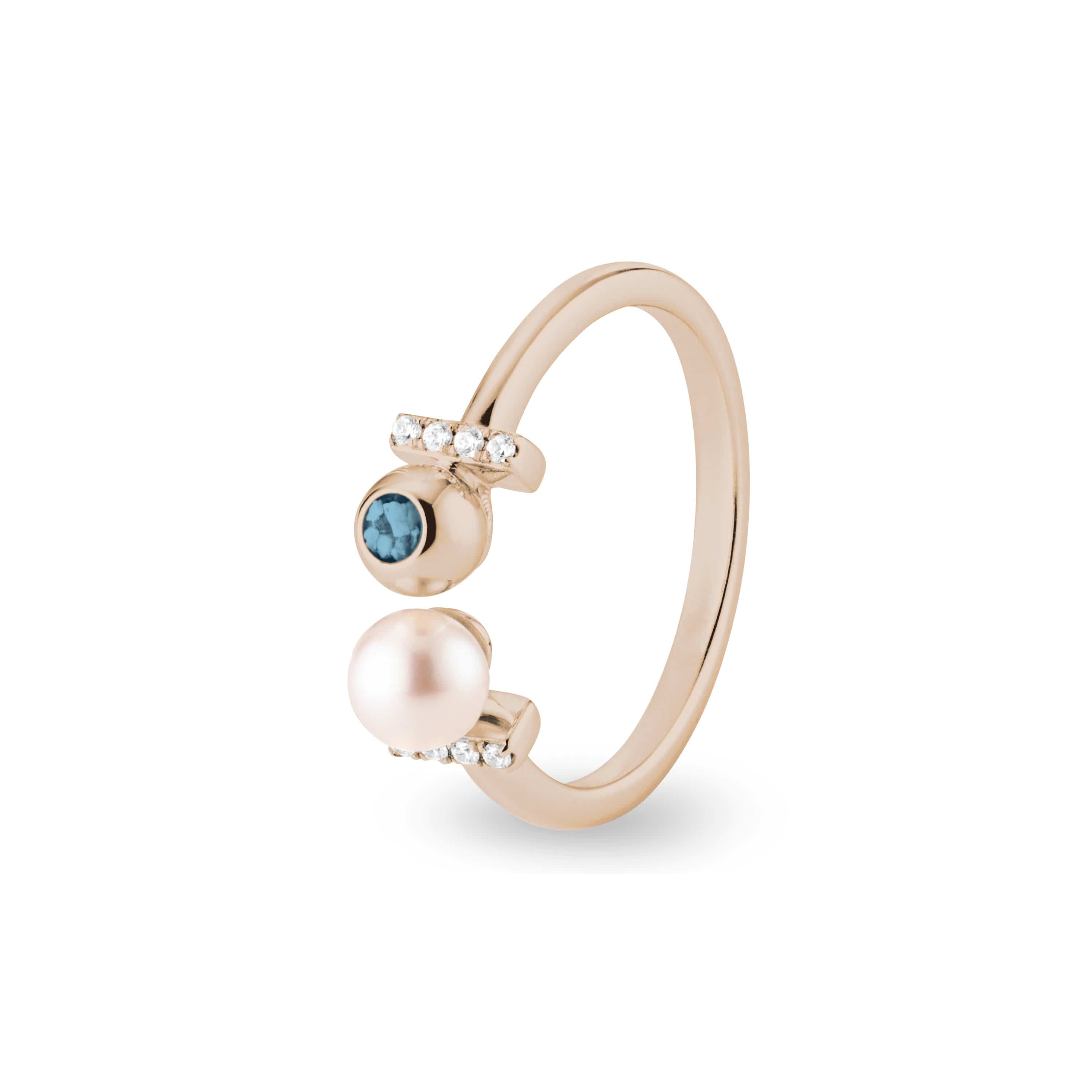 EverWith Ladies Rondure Opulence Memorial Ashes Ring 9k Rose Gold Blue