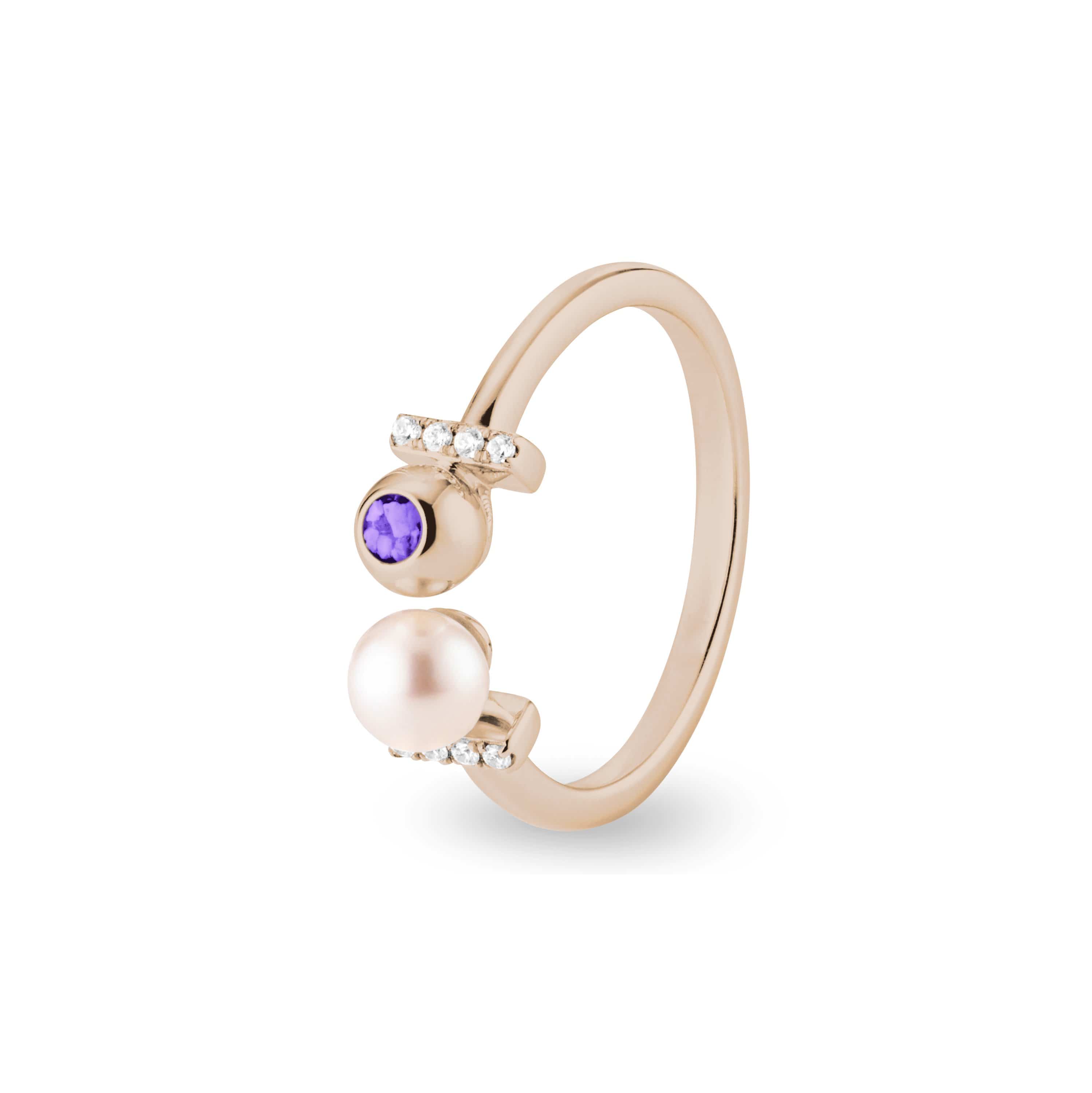 EverWith Ladies Rondure Opulence Memorial Ashes Ring 9k Rose Gold Purple