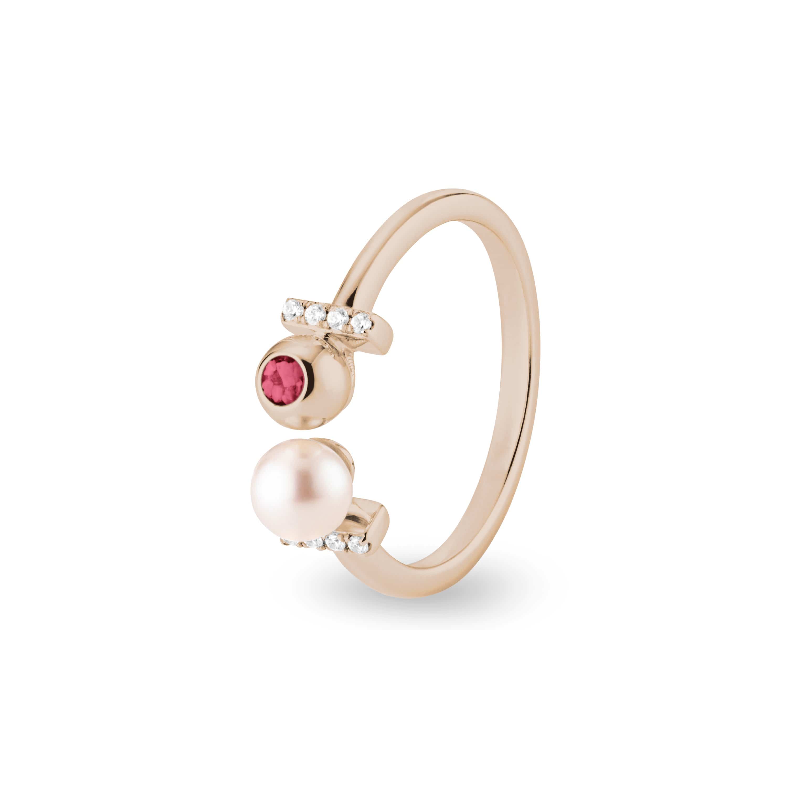 EverWith Ladies Rondure Opulence Memorial Ashes Ring 9k Rose Gold Red
