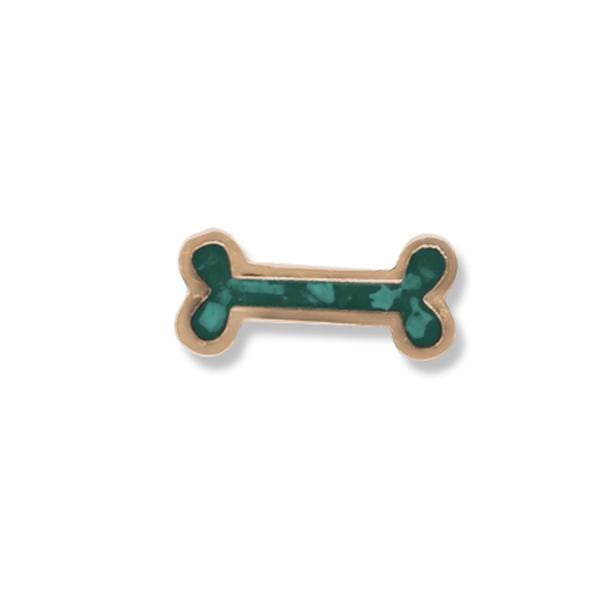 EverWith Large Dog Bone Memorial Ashes Element for Glass Locket 9k Rose Gold Aqua