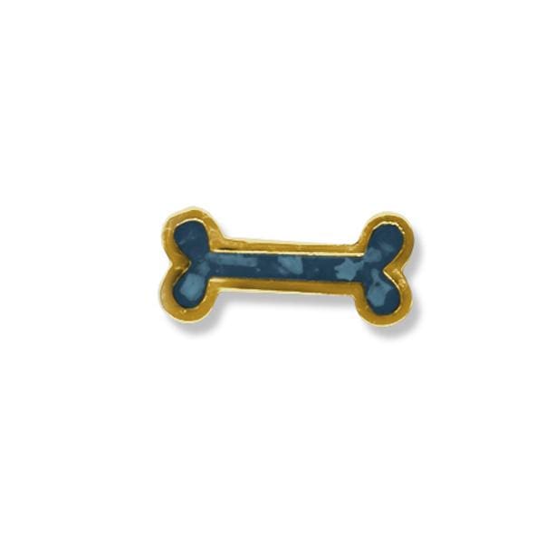 EverWith Large Dog Bone Memorial Ashes Element for Glass Locket 9k Yellow Gold Blue
