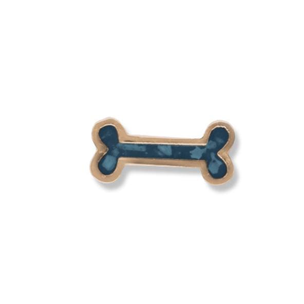 EverWith Large Dog Bone Memorial Ashes Element for Glass Locket 9k Rose Gold Blue
