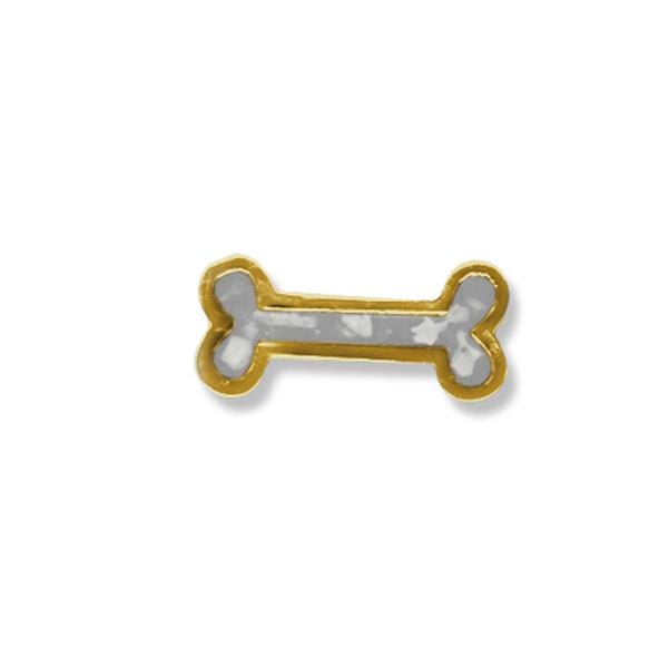 EverWith Large Dog Bone Memorial Ashes Element for Glass Locket 9k Yellow Gold White