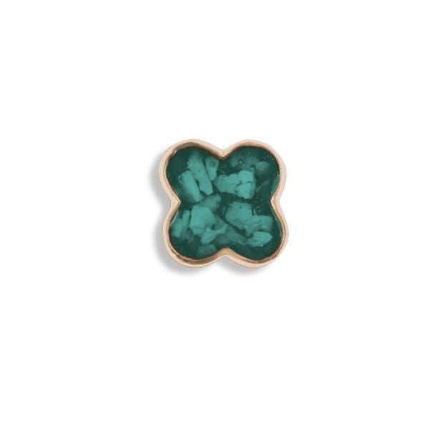 EverWith Large Clover Memorial Ashes Element for Glass Locket 9k Rose Gold Aqua