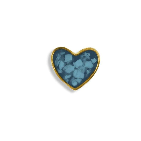 EverWith Large Heart Memorial Ashes Element for Glass Locket 9k Yellow Gold Blue