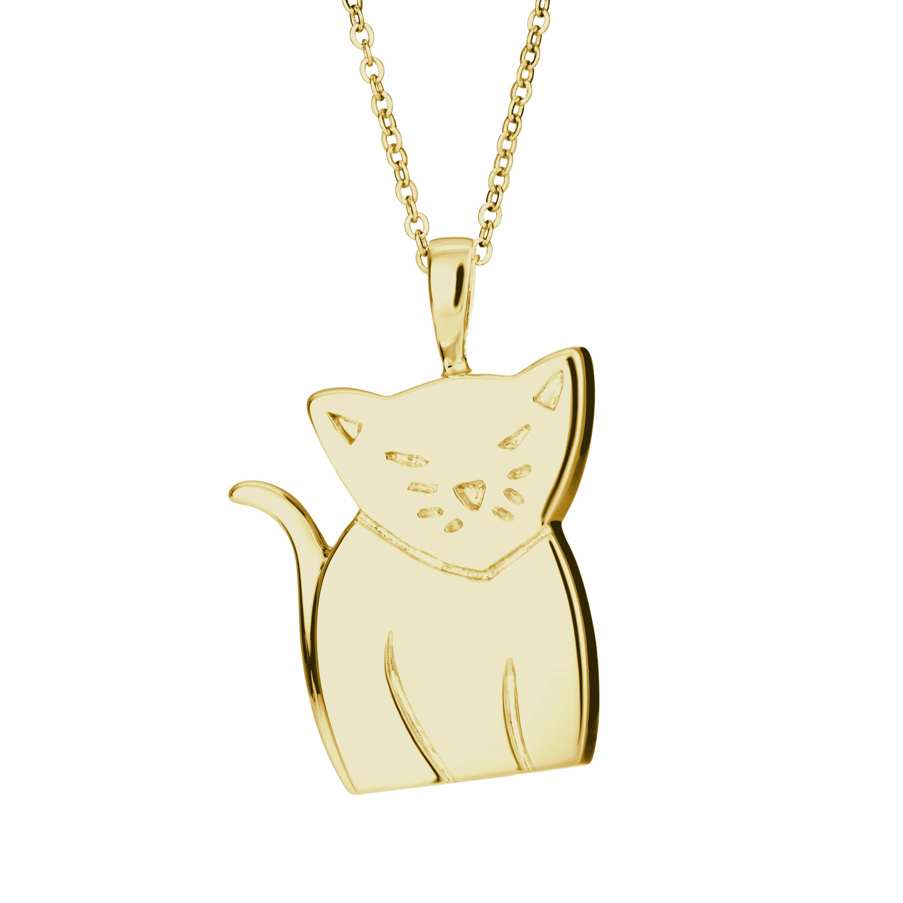 EverWith Self-fill Cat Memorial Ashes Pendant 9k Yellow Gold