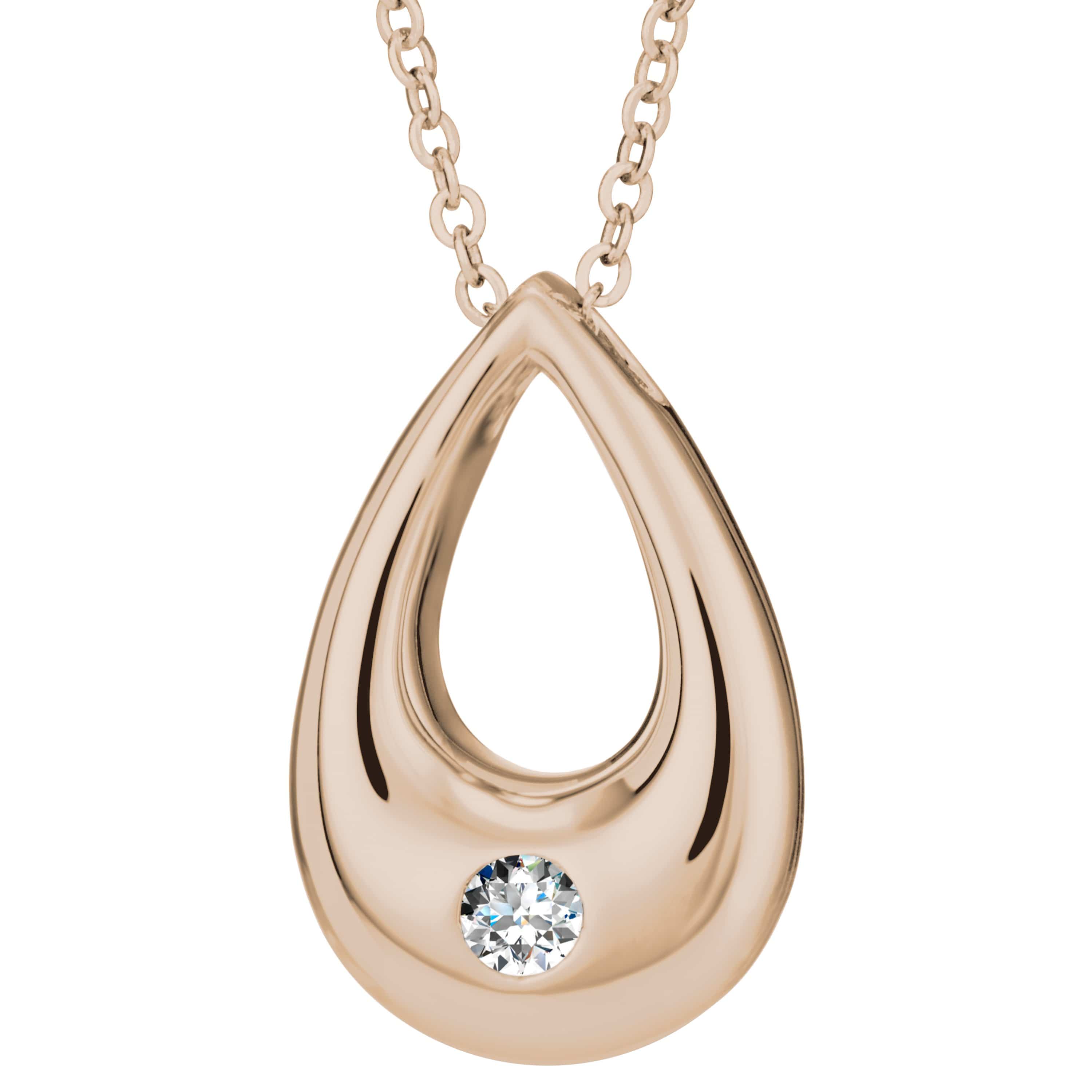 EverWith Self-fill Droplet Memorial Ashes Pendant with Crystals 9k Rose Gold